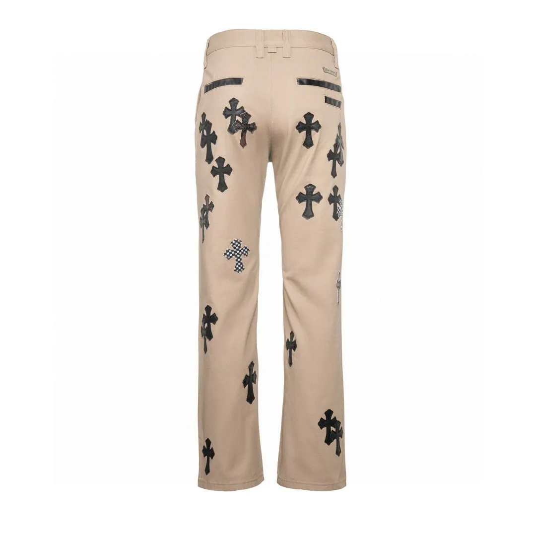 Chrome Hearts Leather Patch Straight-Leg Jeans D18019751 — view 2