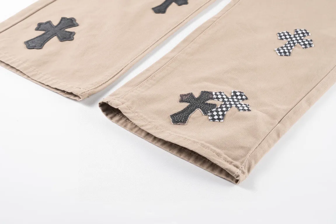Chrome Hearts Leather Patch Straight-Leg Jeans D18019751 — view 3