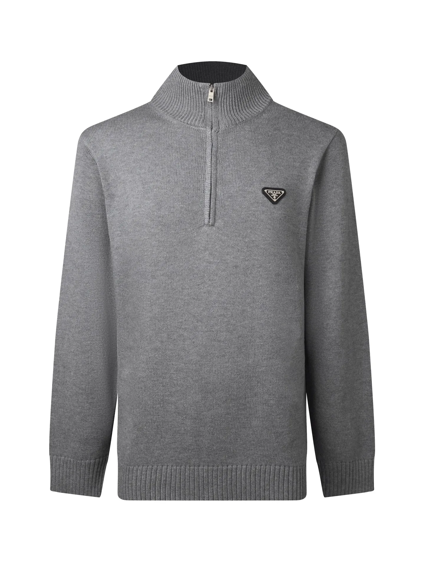 Logo-Plaque Half-Zip Wool Sweater D18016449