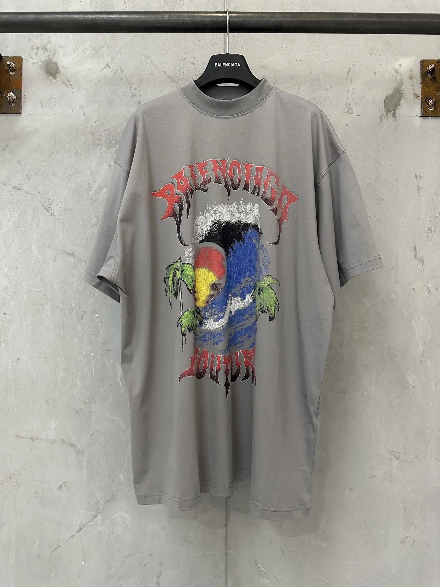 Palm Tree Graphic Oversized T-Shirt D18011747