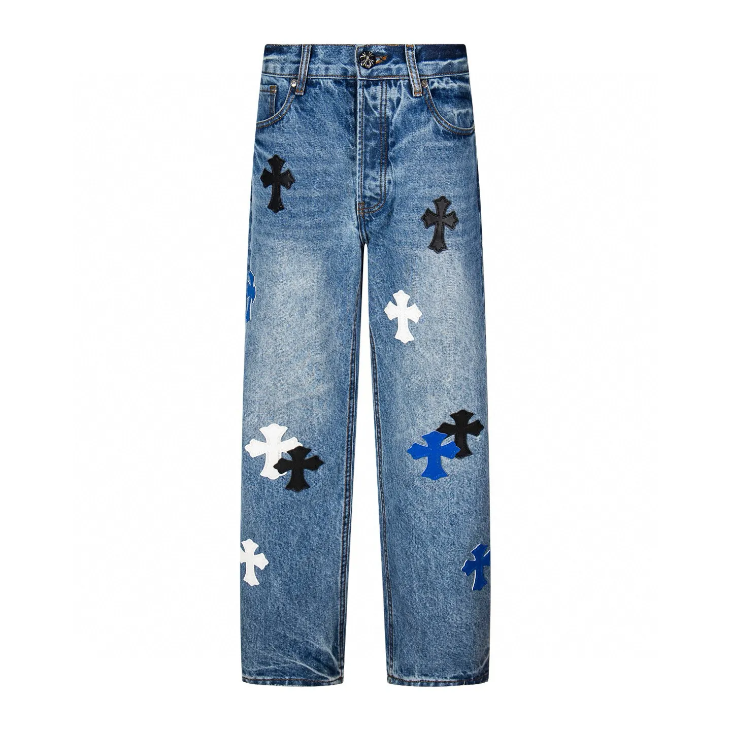 Cross Patch Straight-Leg Denim Jeans D18019760 — view 2