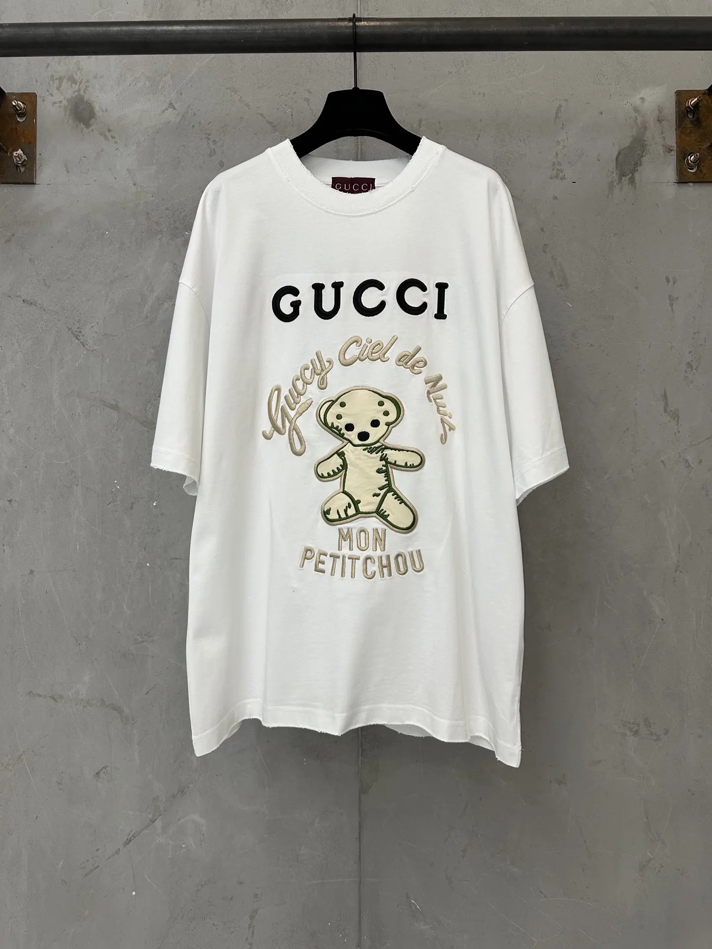 Teddy Bear Embroidered Cotton T-Shirt D18011955
