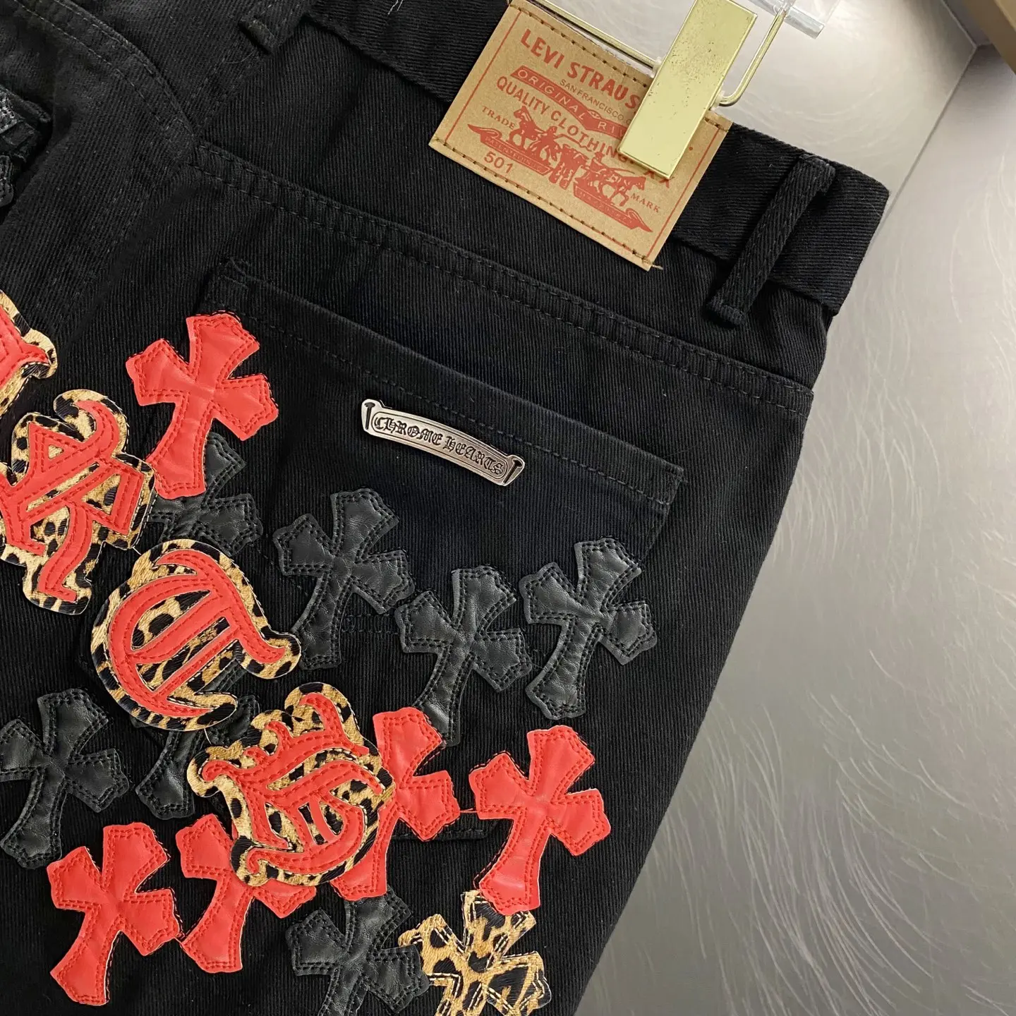 Chrome Hearts Cross Patch Straight-Leg Jeans D18519612 — view 4