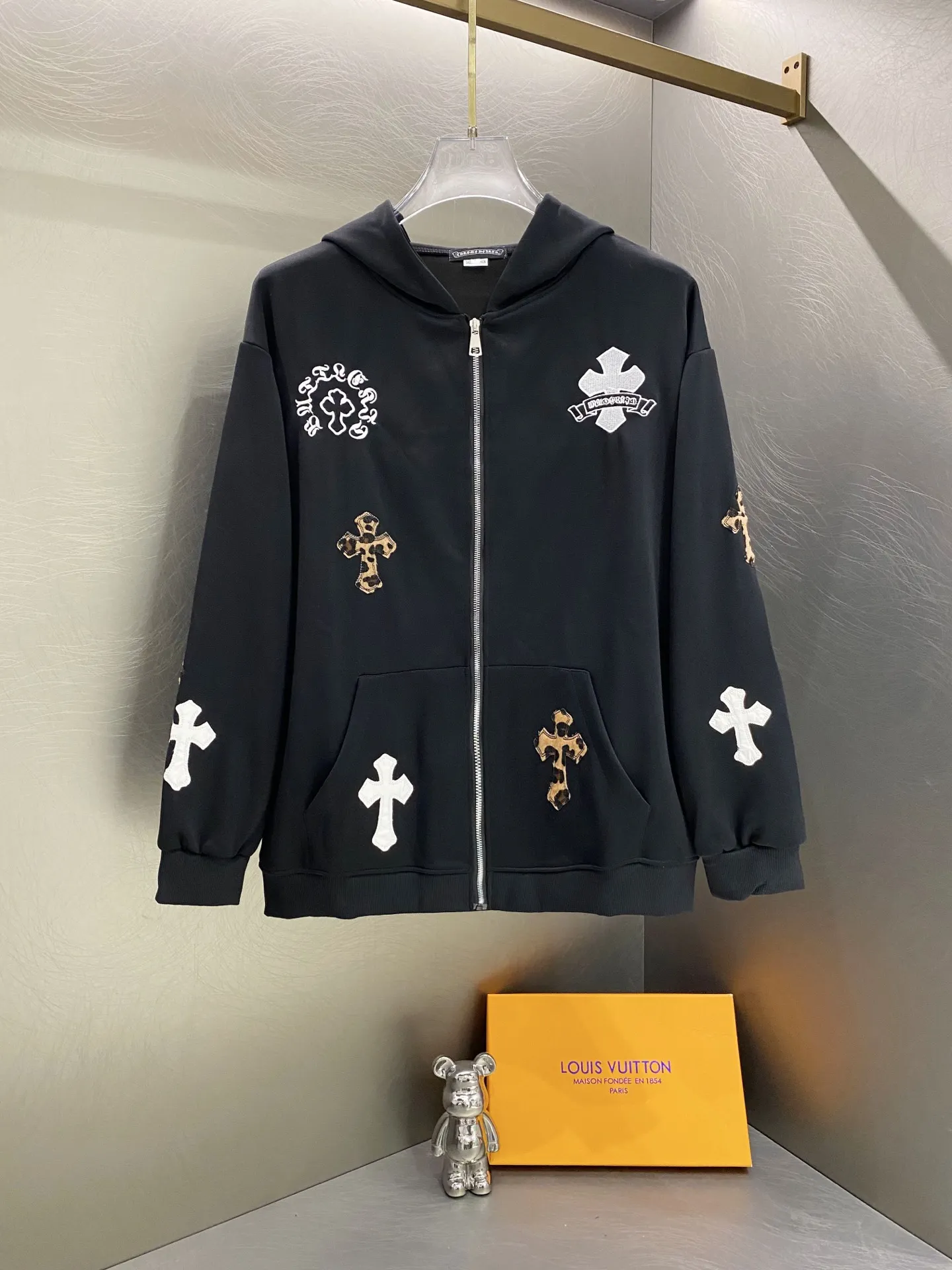 Chrome Hearts Embroidered Cross Zip-Up Hoodie D19019616 — view 3