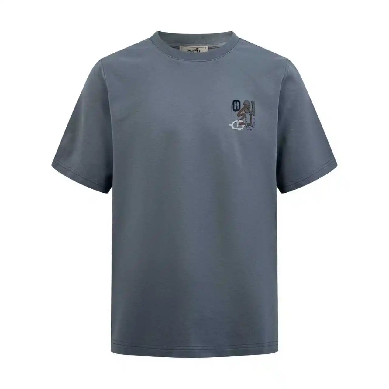 Leather Patch Cotton T-Shirt D19014249