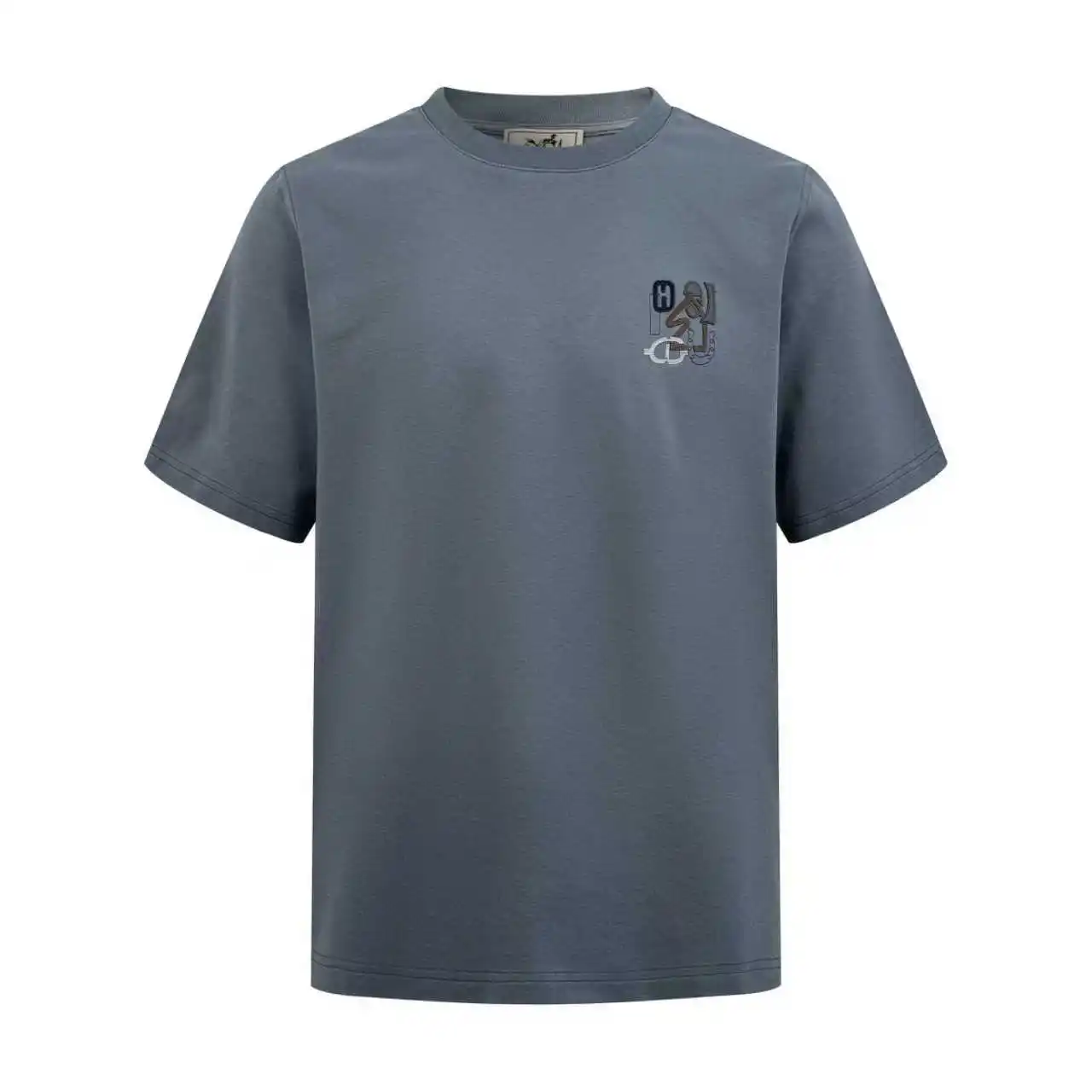 Leather Patch Cotton T-Shirt D19014249