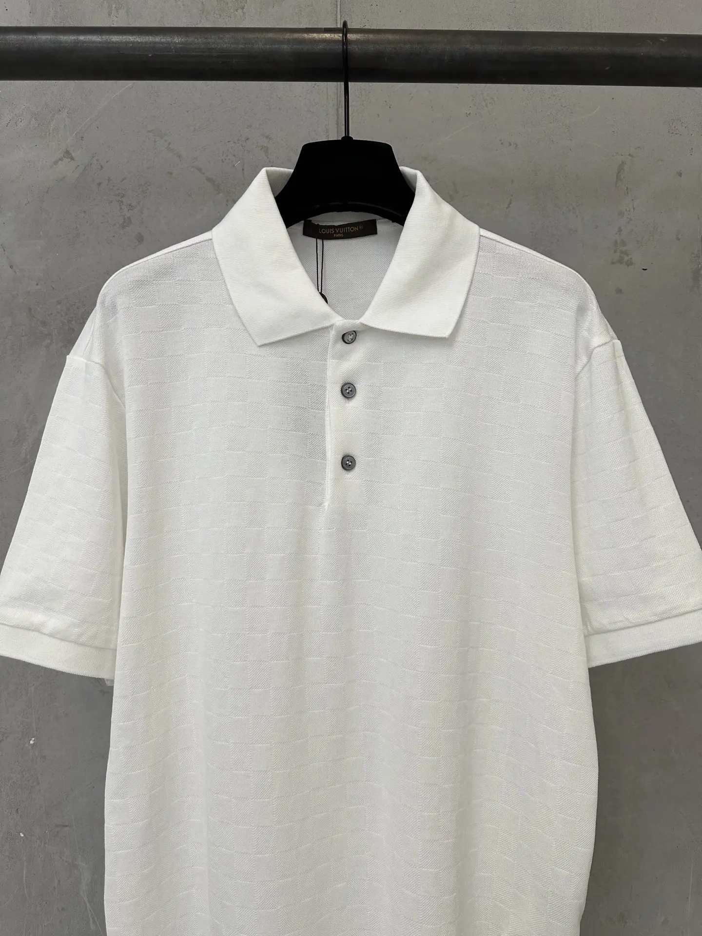 Damier Jacquard Cotton-Blend Polo Shirt D19011766 — view 3