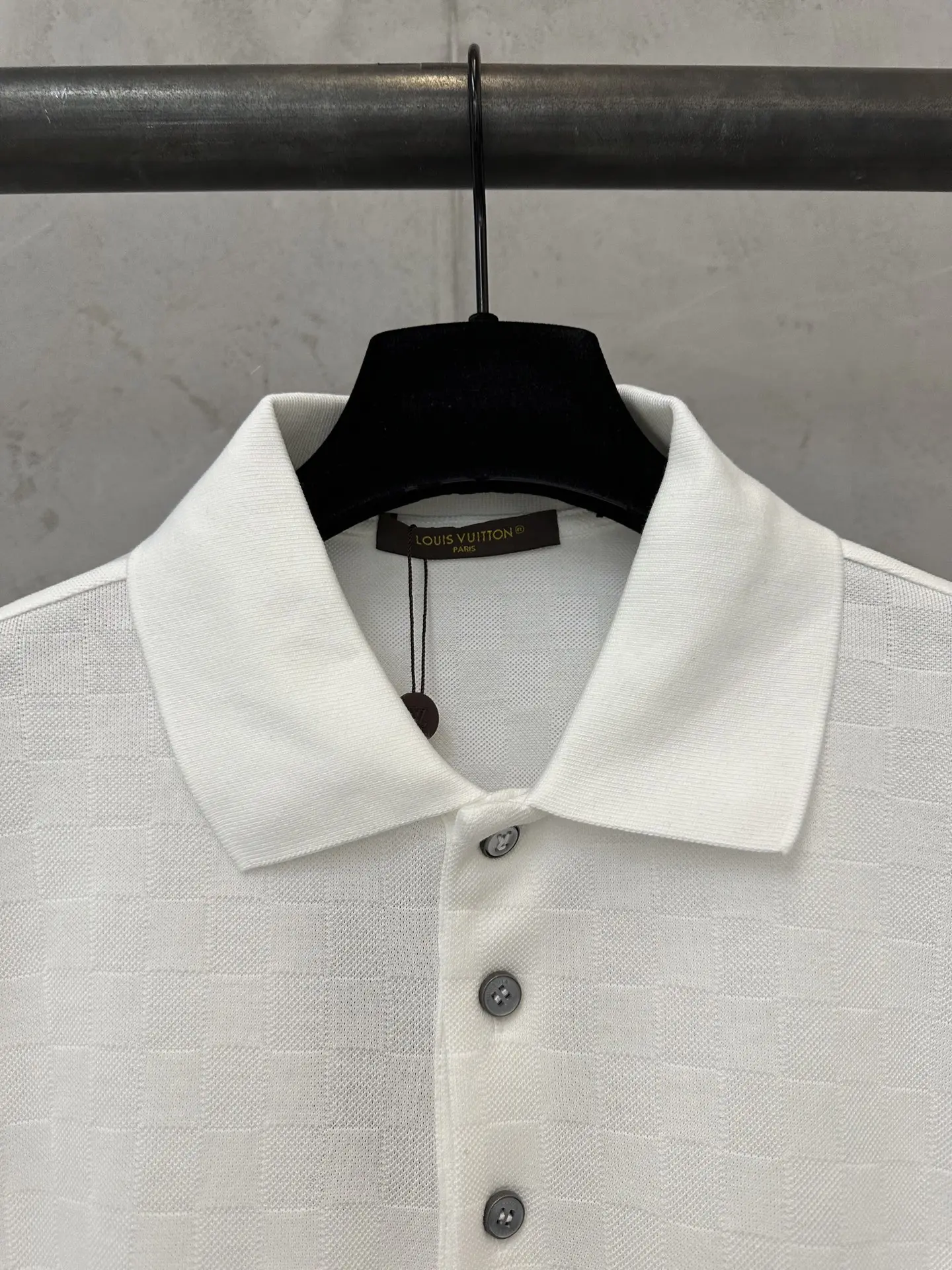 Damier Jacquard Cotton-Blend Polo Shirt D19011766 — view 5