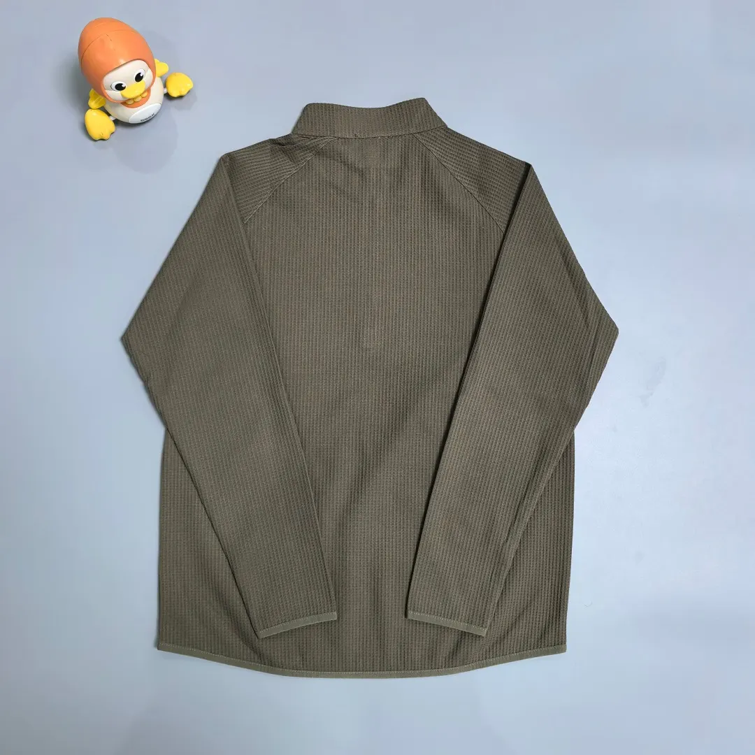 Waffle-Knit Half-Zip Long-Sleeve Top D19020279 — view 2