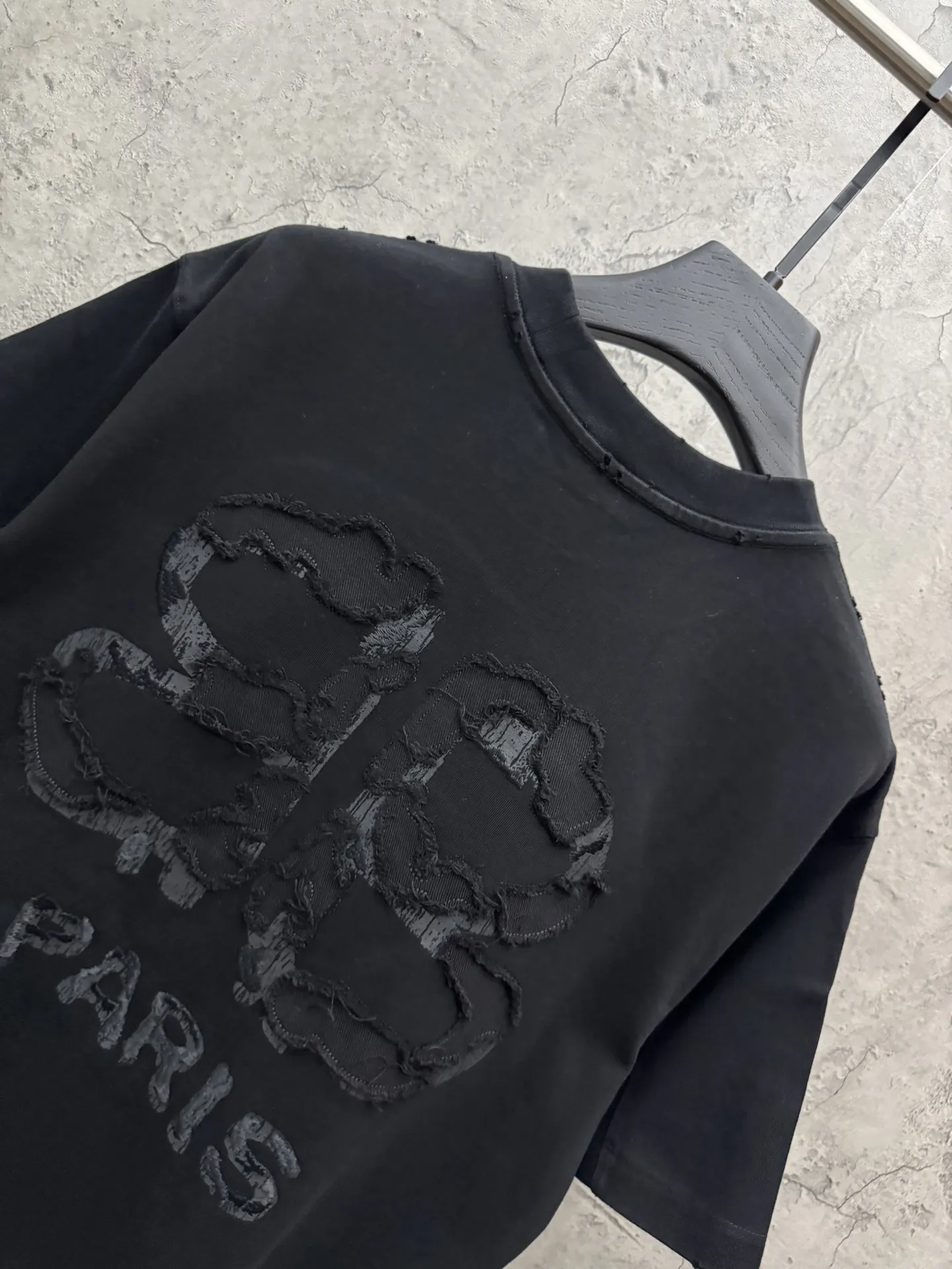 Embroidered Logo Fringe Cotton T-Shirt D19014275 — view 4