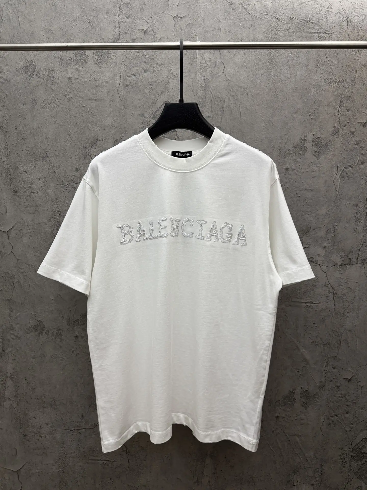 Embroidered Logo Fringe Cotton T-Shirt D19014276