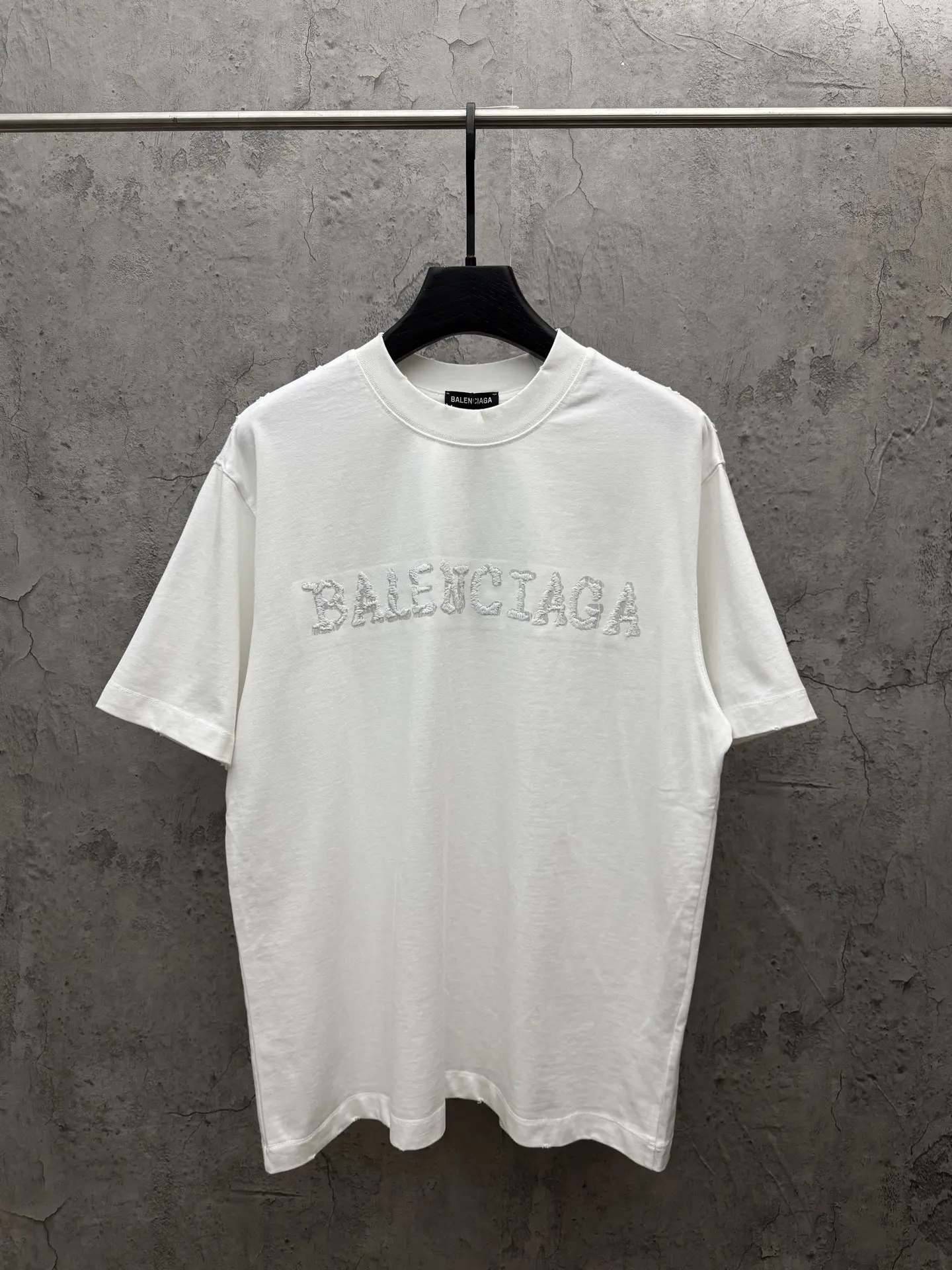 Embroidered Logo Fringe Cotton T-Shirt D19014276