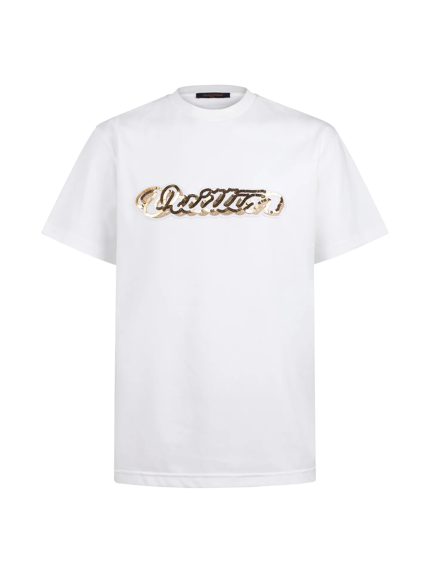 Sequin Logo Embroidered Cotton T-Shirt D19514251