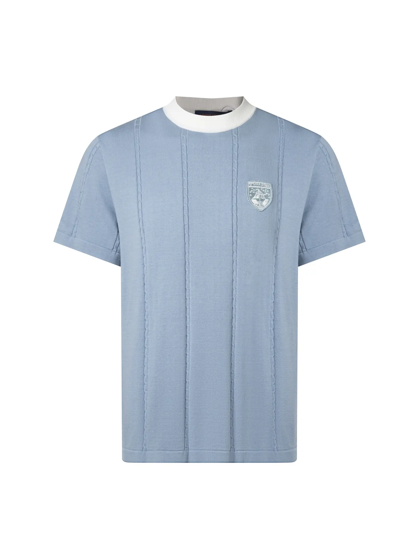 Embroidered Patch Wool-Blend Knit T-Shirt D20015678