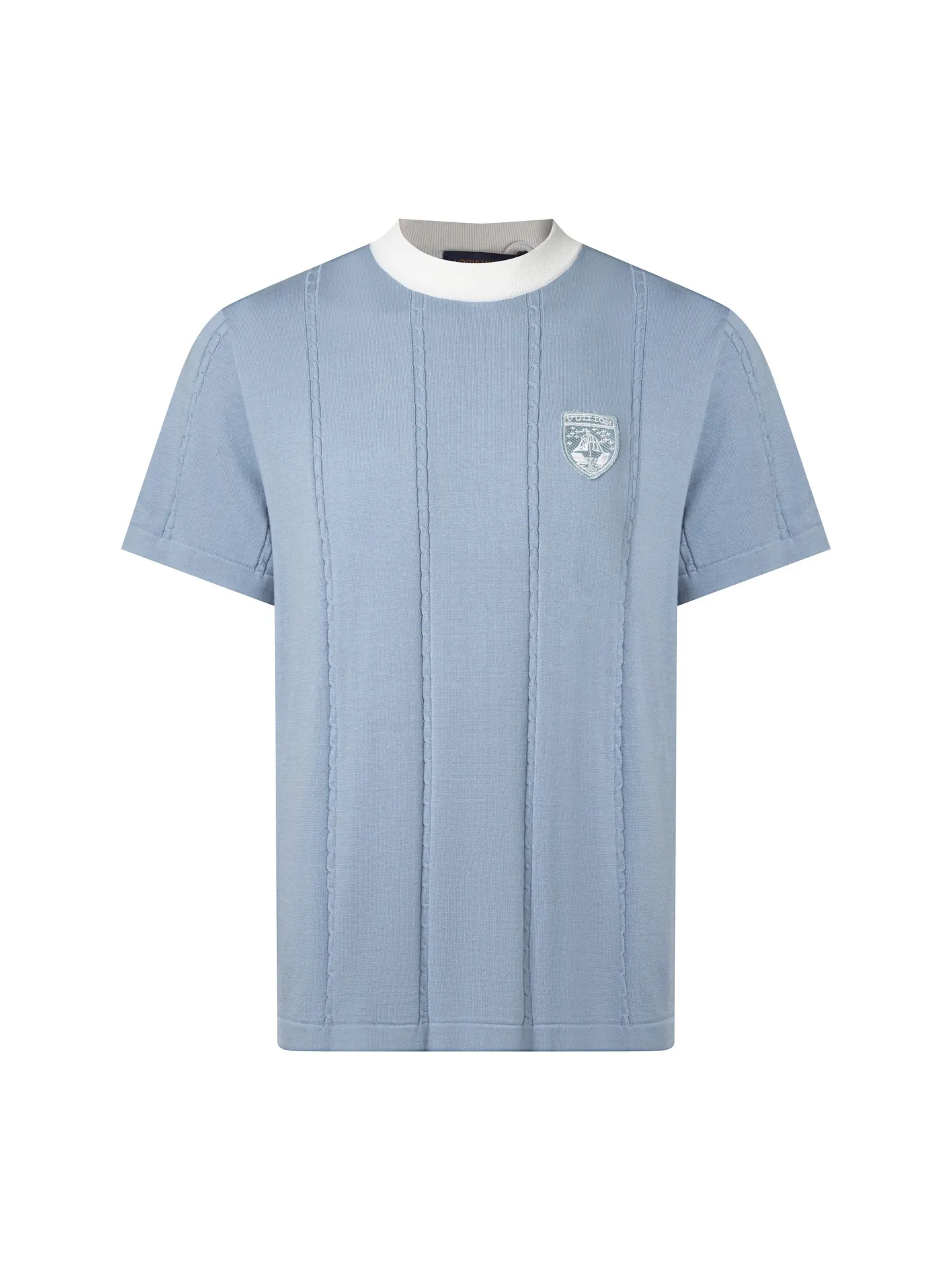 Embroidered Patch Wool-Blend Knit T-Shirt D20015678