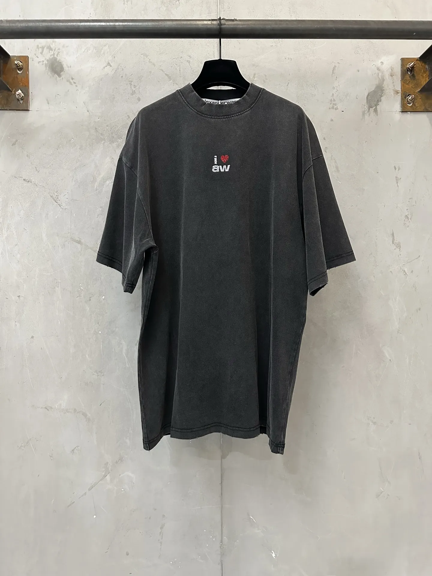Hotfix Rhinestone Logo Cotton T-Shirt D20024427