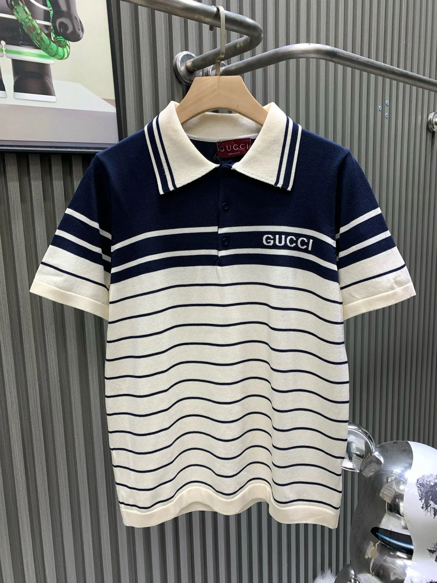Striped Cotton-Knit Polo Shirt D20014529