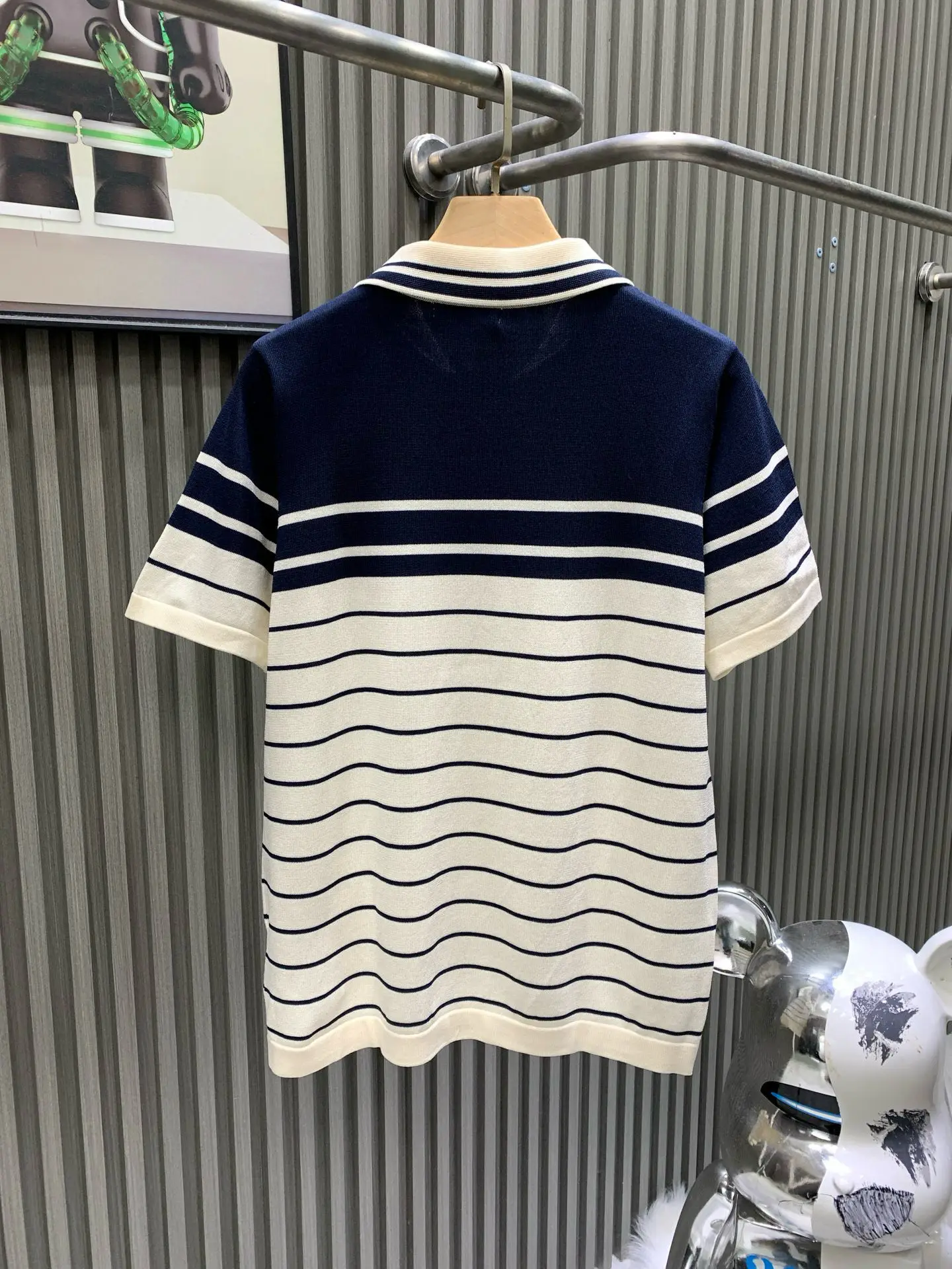 Striped Cotton-Knit Polo Shirt D20014529 — view 2