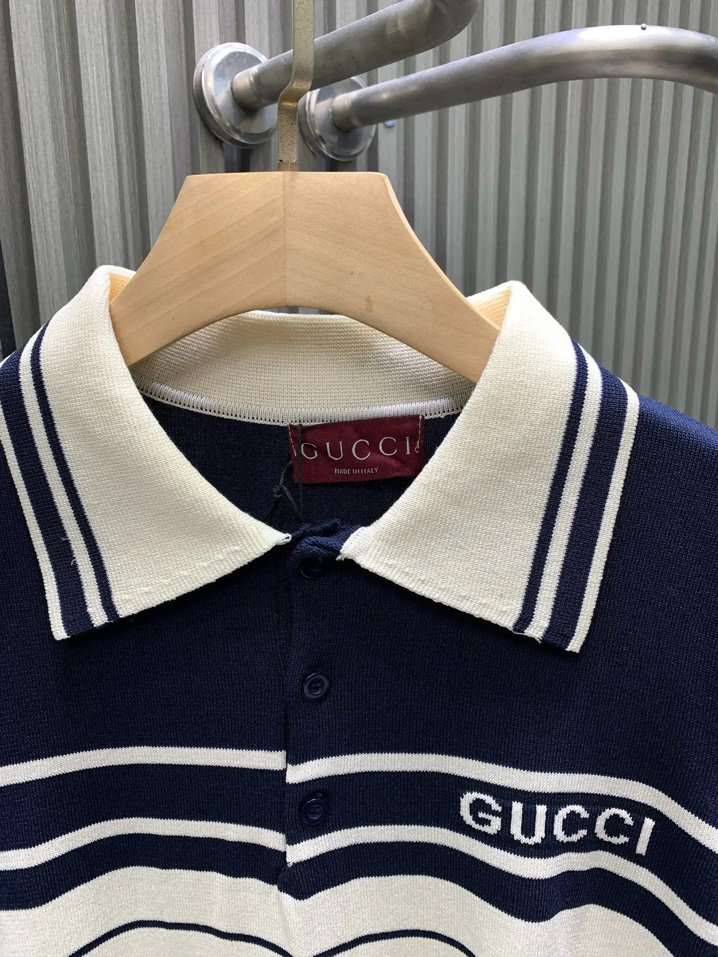 Striped Cotton-Knit Polo Shirt D20014529 — view 3