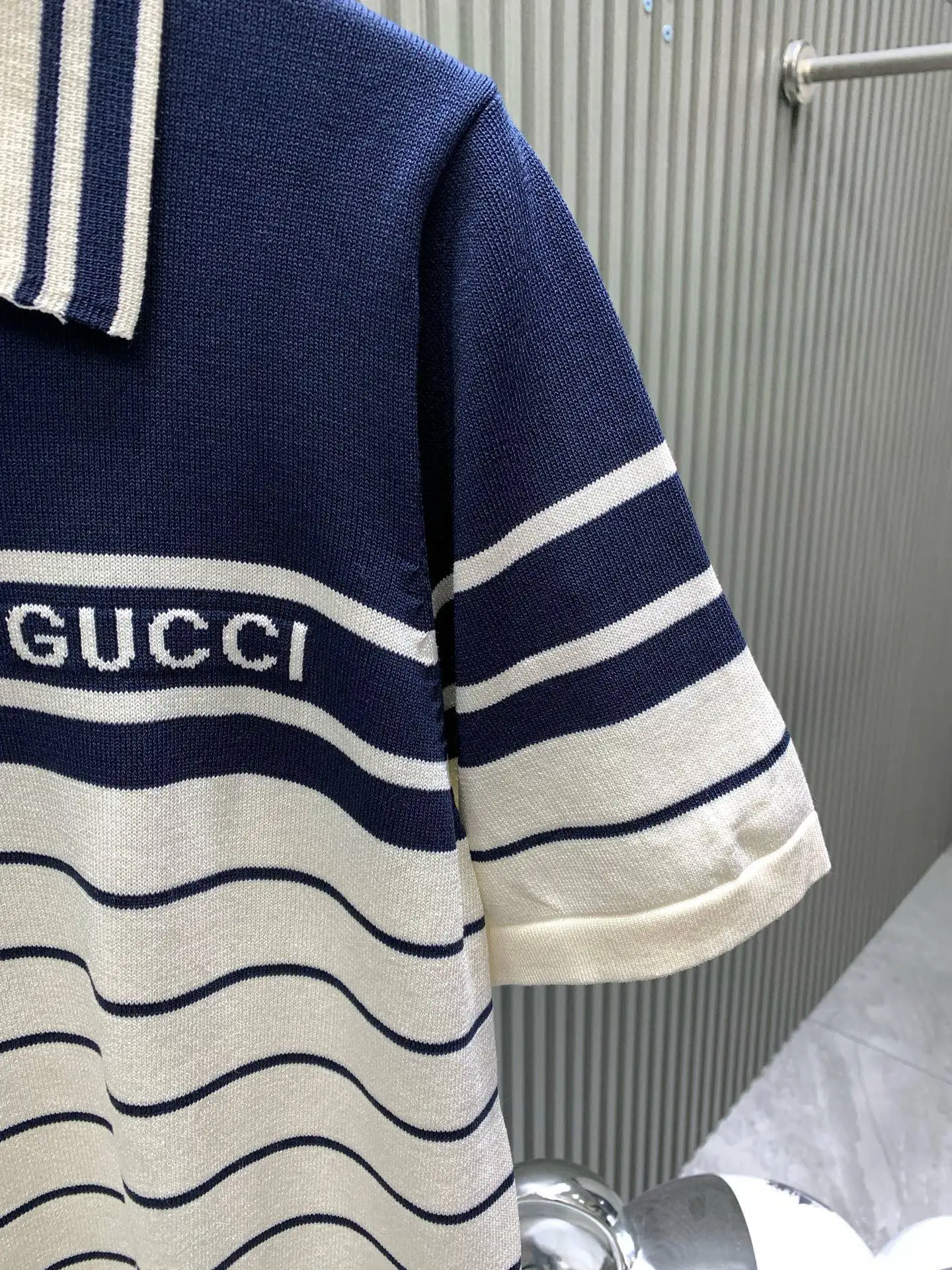 Striped Cotton-Knit Polo Shirt D20014529 — view 7