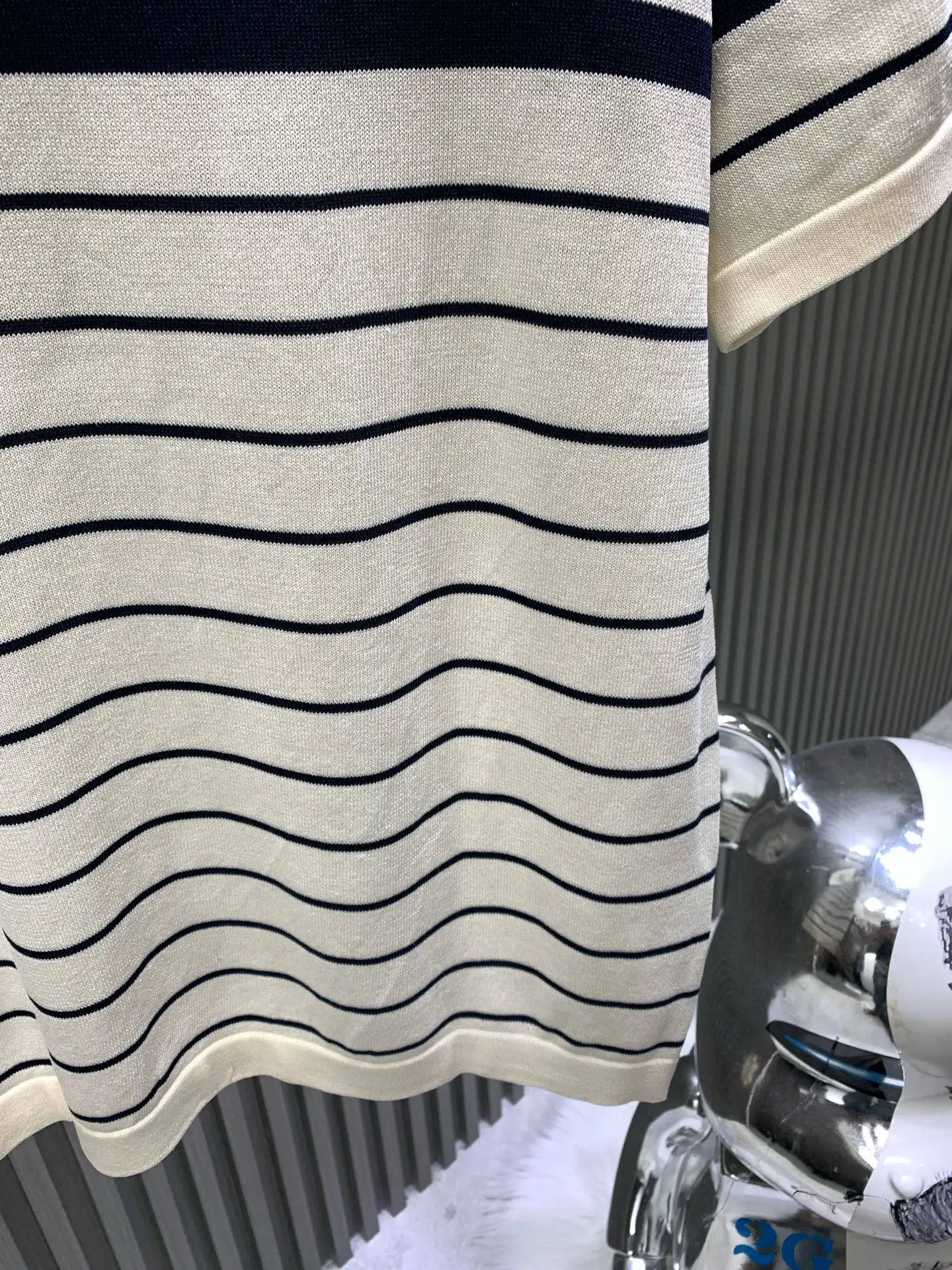 Striped Cotton-Knit Polo Shirt D20014529 — view 9