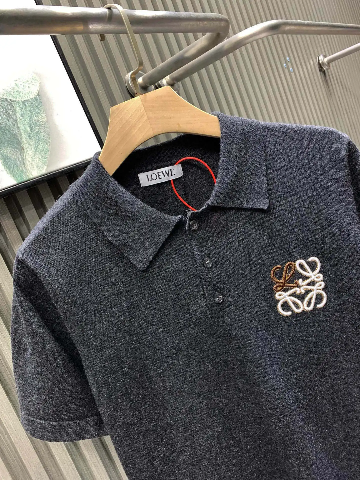 Anagram Embroidered Cotton-Piqué Polo Shirt D20014533 — view 3