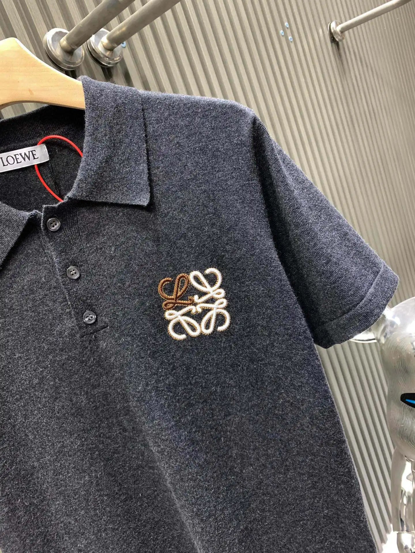 Anagram Embroidered Cotton-Piqué Polo Shirt D20014533 — view 5