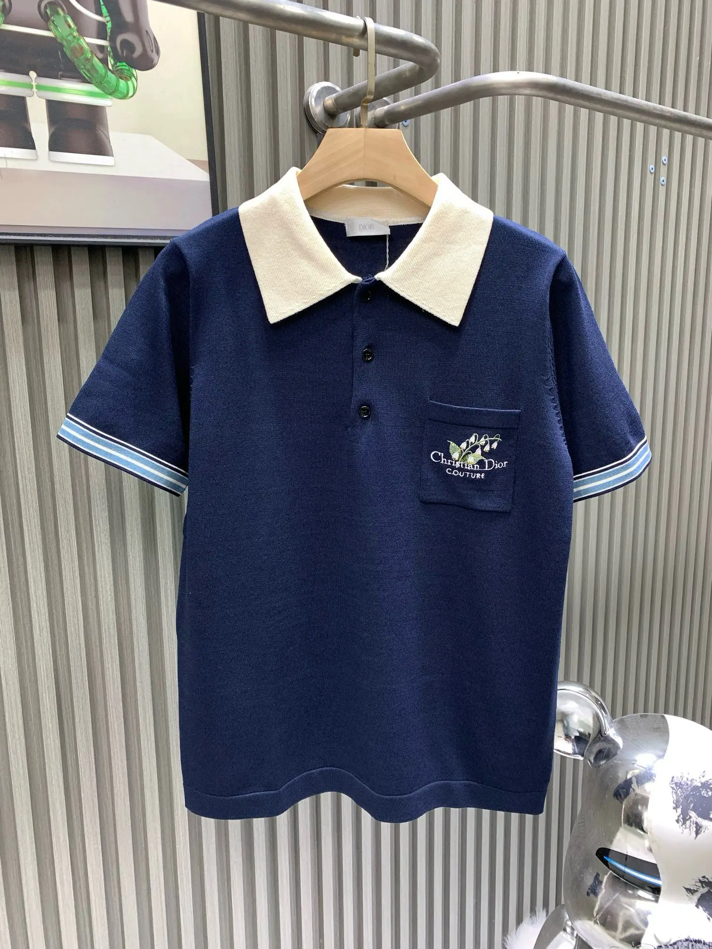 Lily of the Valley Embroidered Knit Polo Shirt D20514530
