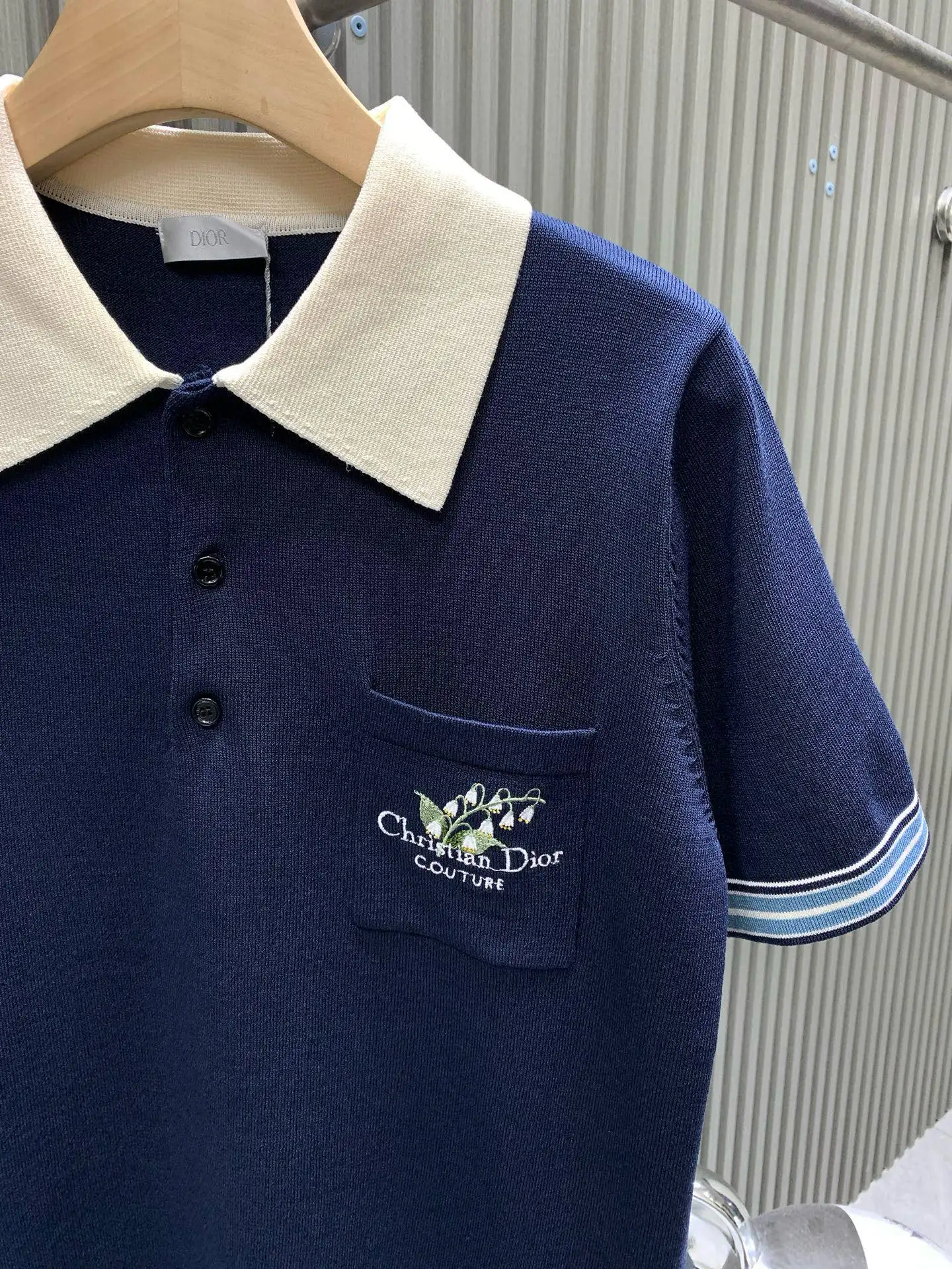 Lily of the Valley Embroidered Knit Polo Shirt D20514530 — view 6