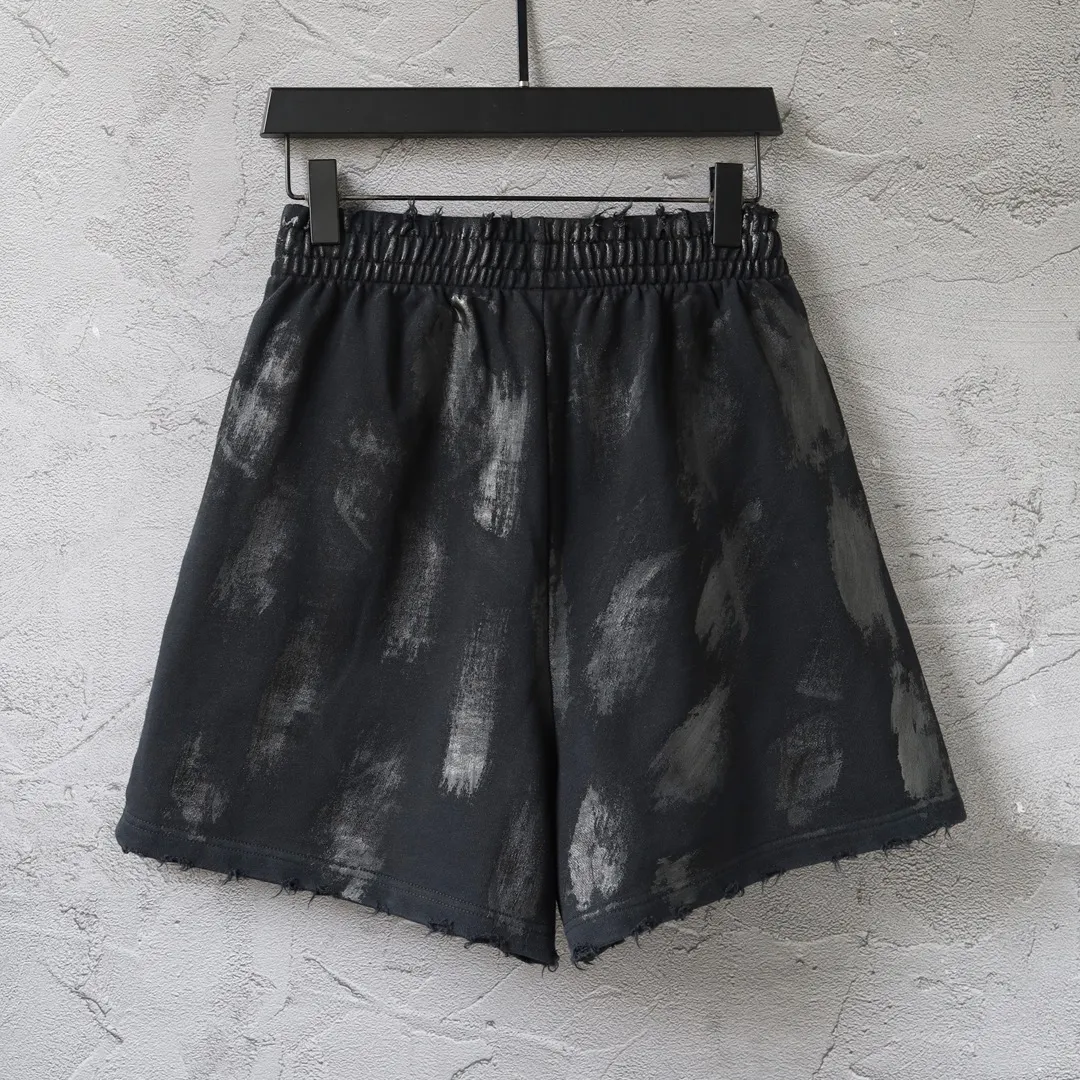 Distressed Mud-Wash Embroidered Sweat Shorts D21014629 — view 2