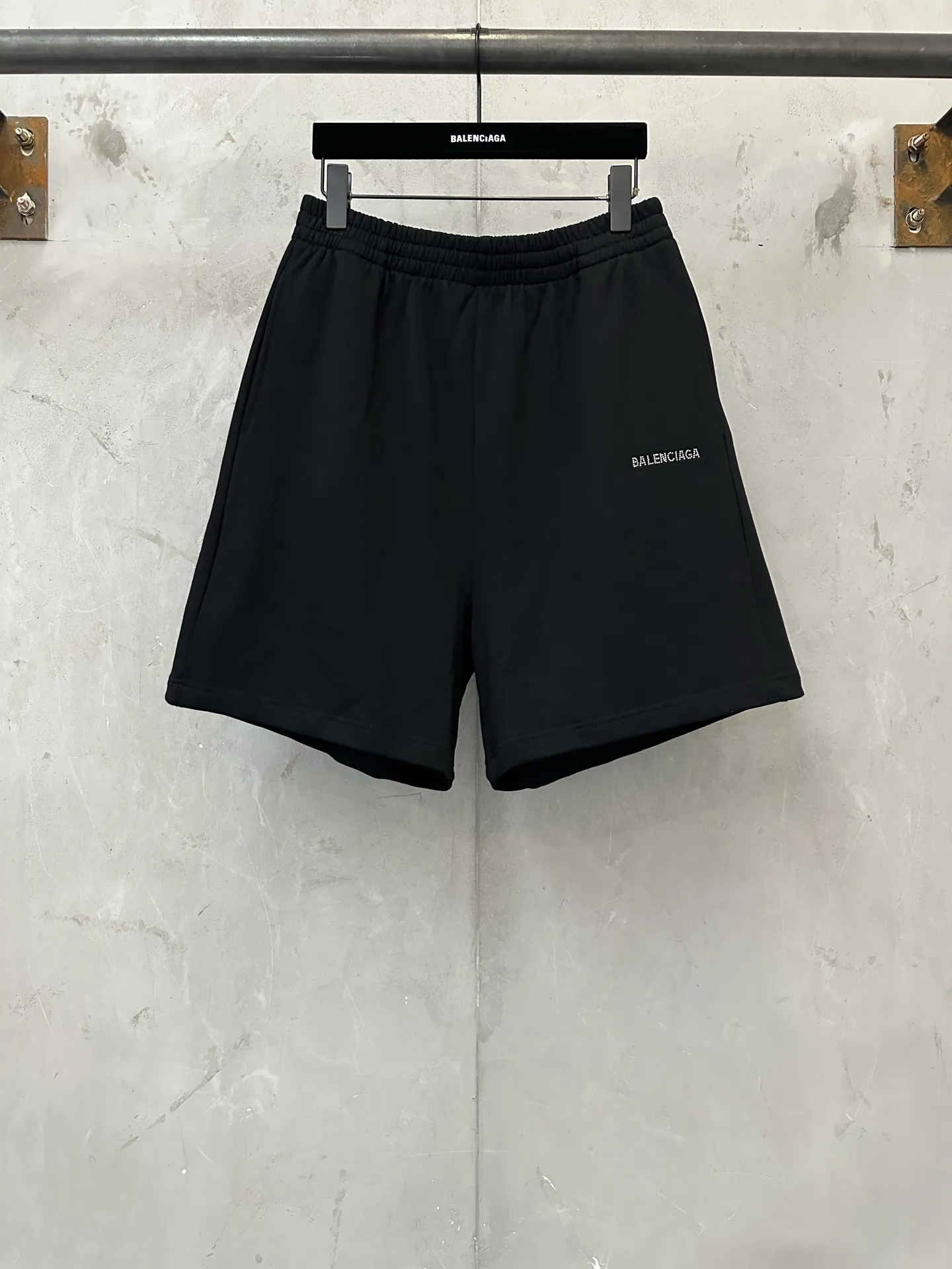 Logo Rhinestone Cotton-Jersey Shorts D21520192