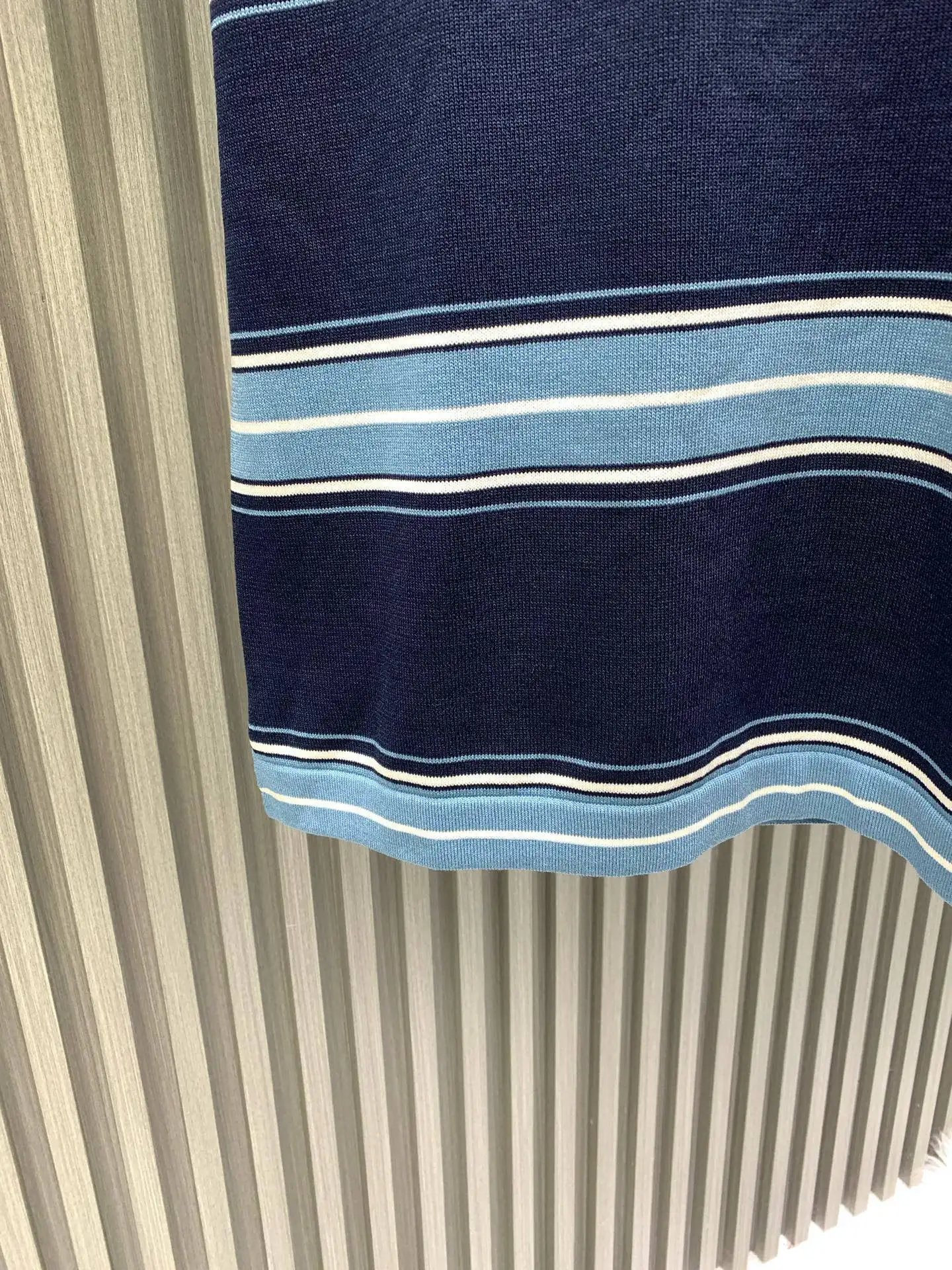 Lily of the Valley Embroidered Striped Wool Polo Shirt D21514531 — view 9