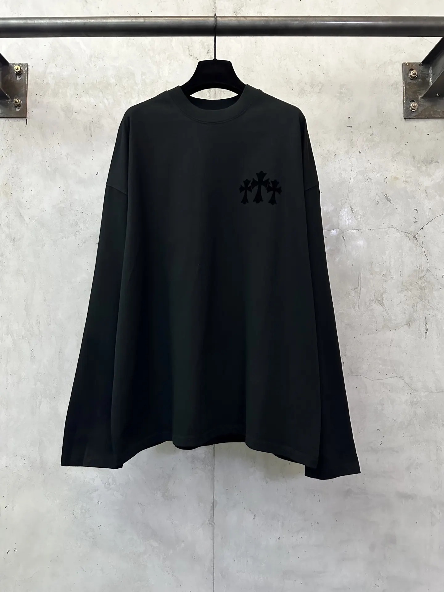 Logo-Flocked Heavyweight Cotton Long-Sleeve T-Shirt D22025041