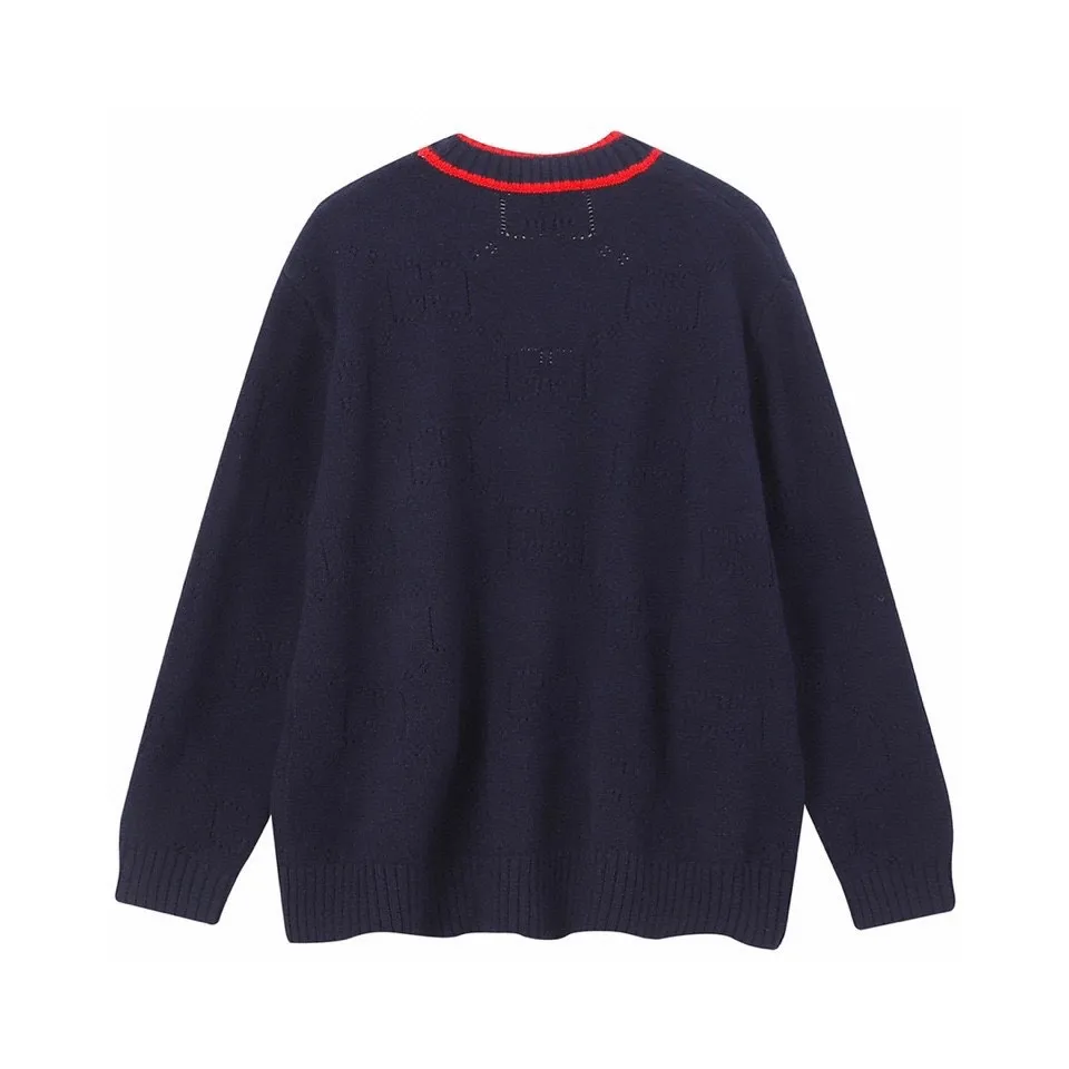 GG Perforated Jacquard Wool Cardigan D22023365 — view 2