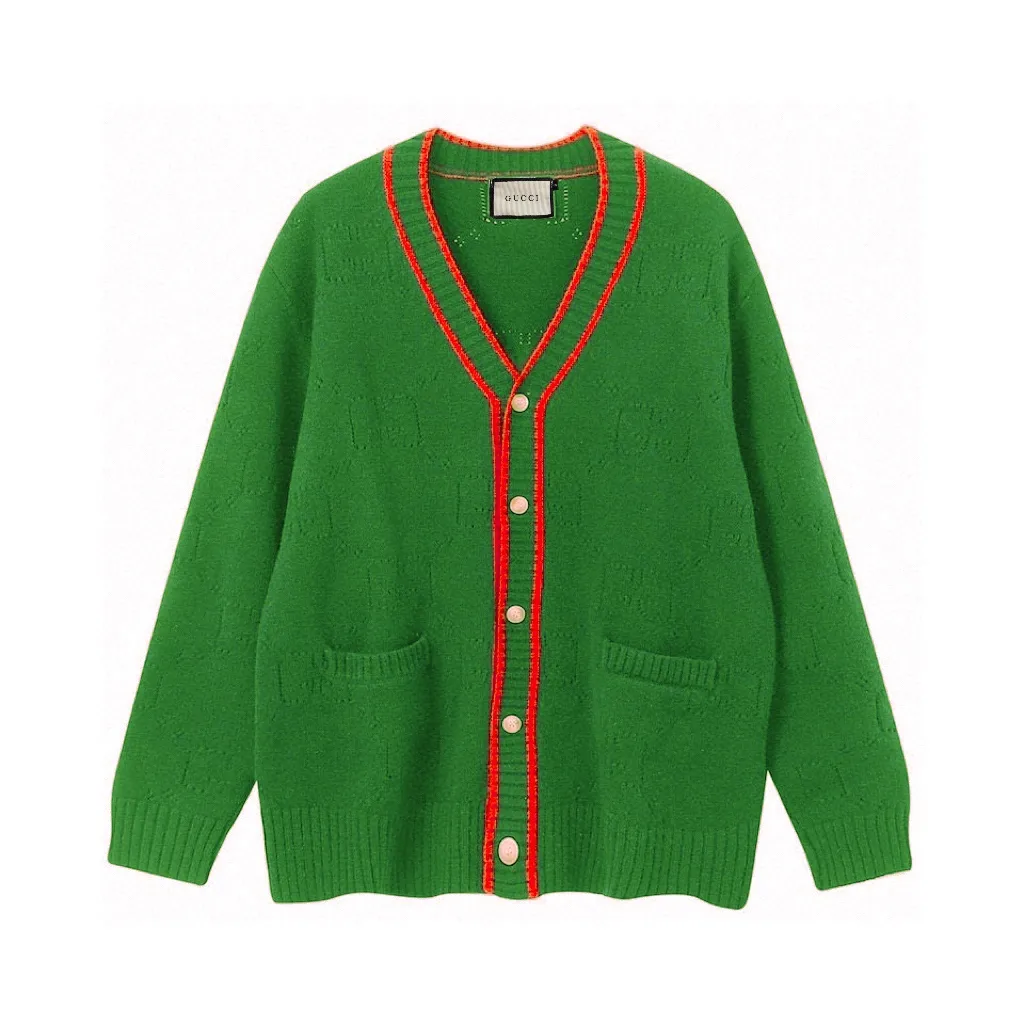 GG Perforated Jacquard Wool Cardigan D22023364