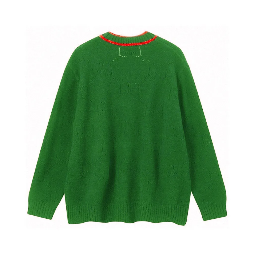 GG Perforated Jacquard Wool Cardigan D22023364 — view 2
