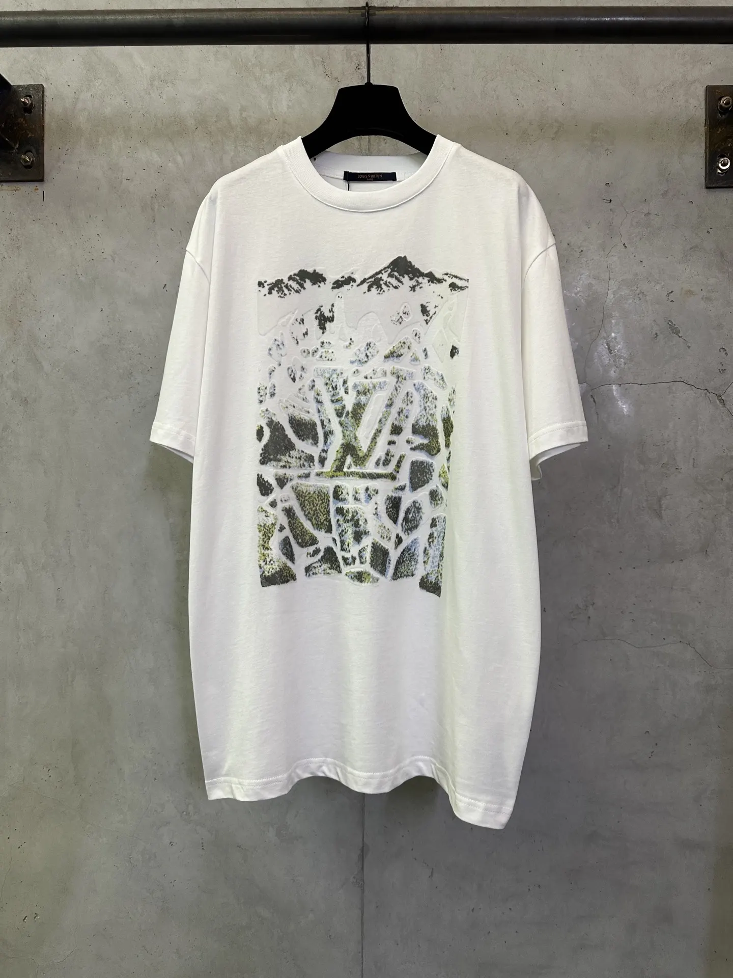 Mountain Flocked Logo Cotton T-Shirt D22012888