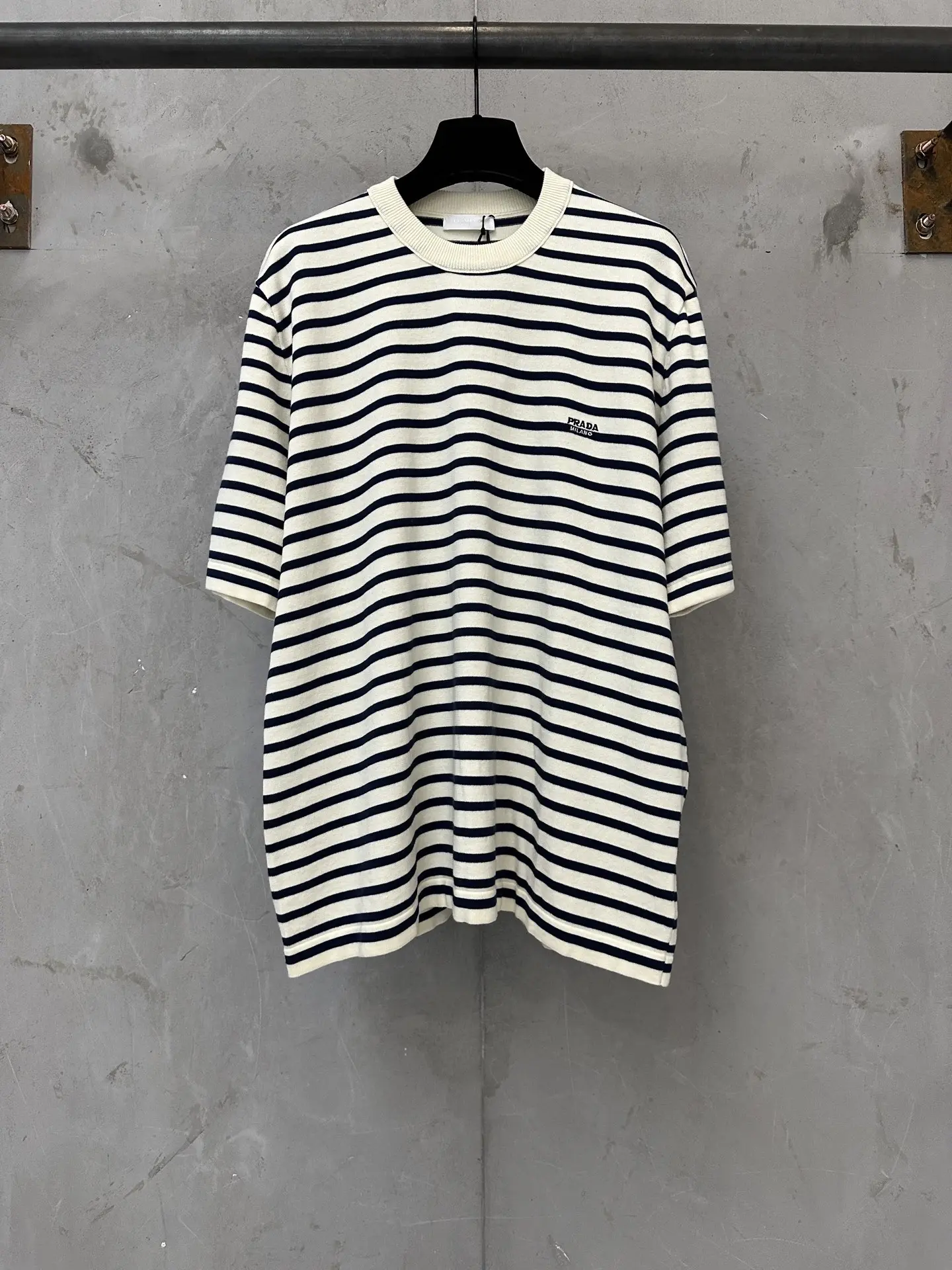 Striped Wool-Blend Knit T-Shirt D22011614