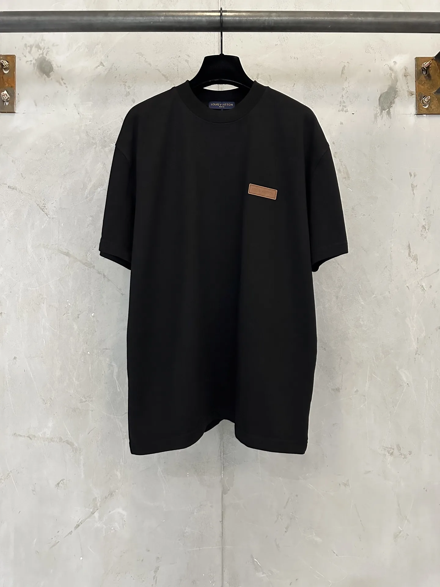 Leather Patch Heavyweight Cotton T-Shirt D22012304