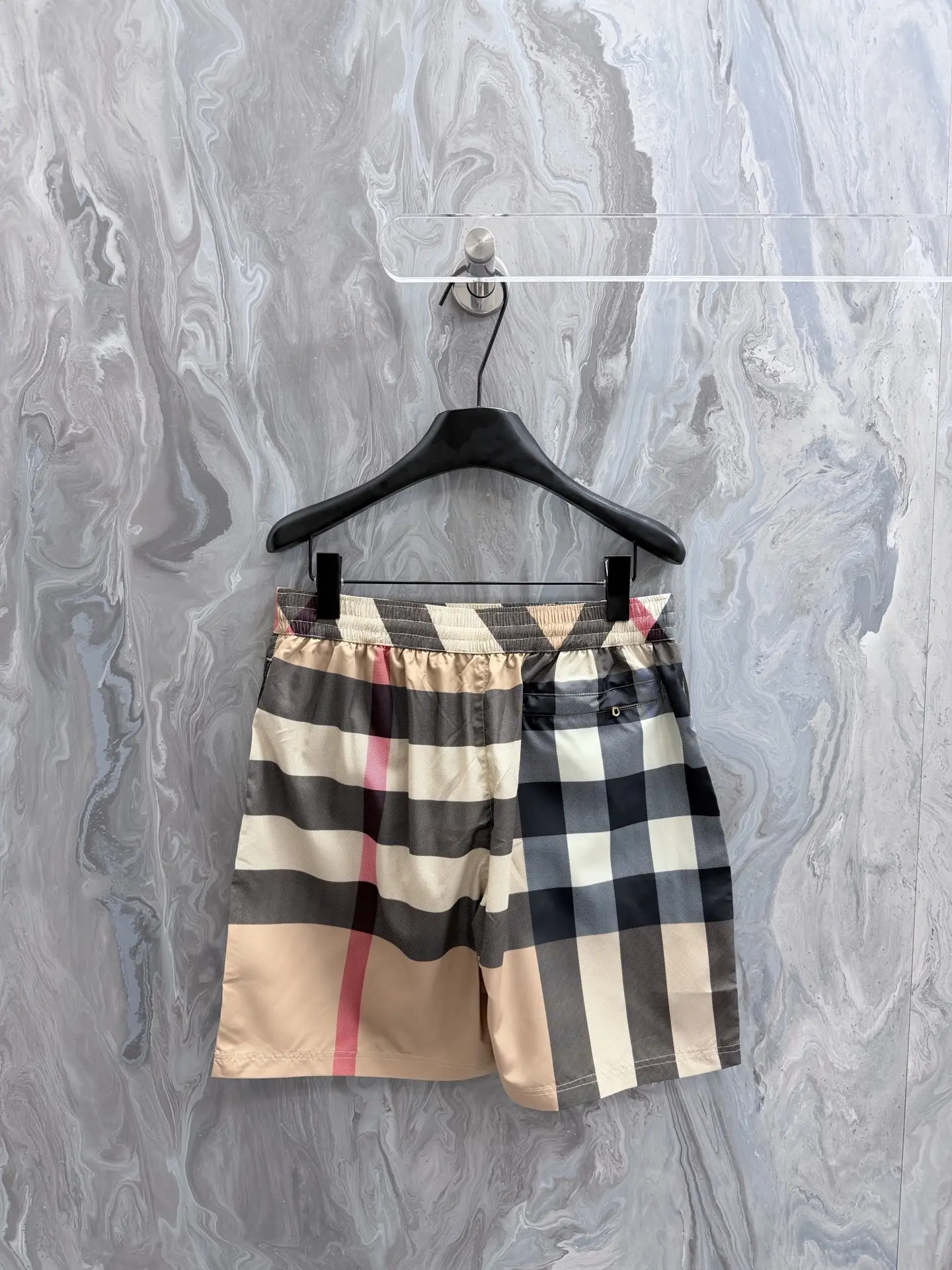 Check Print Drawstring Swim Shorts D23519141 — view 2