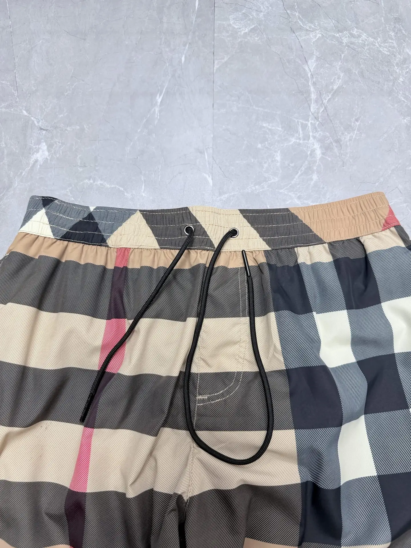 Check Print Drawstring Swim Shorts D23519141 — view 3