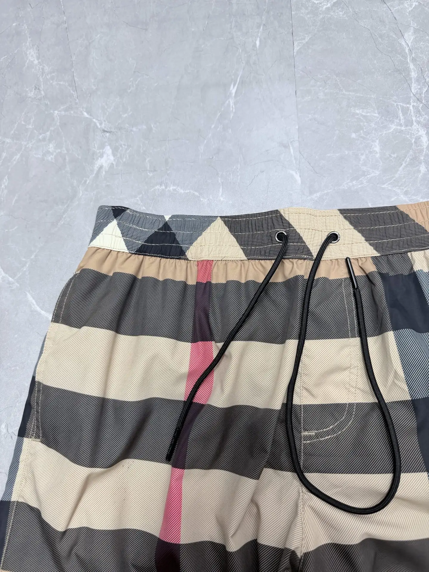 Check Print Drawstring Swim Shorts D23519141 — view 4