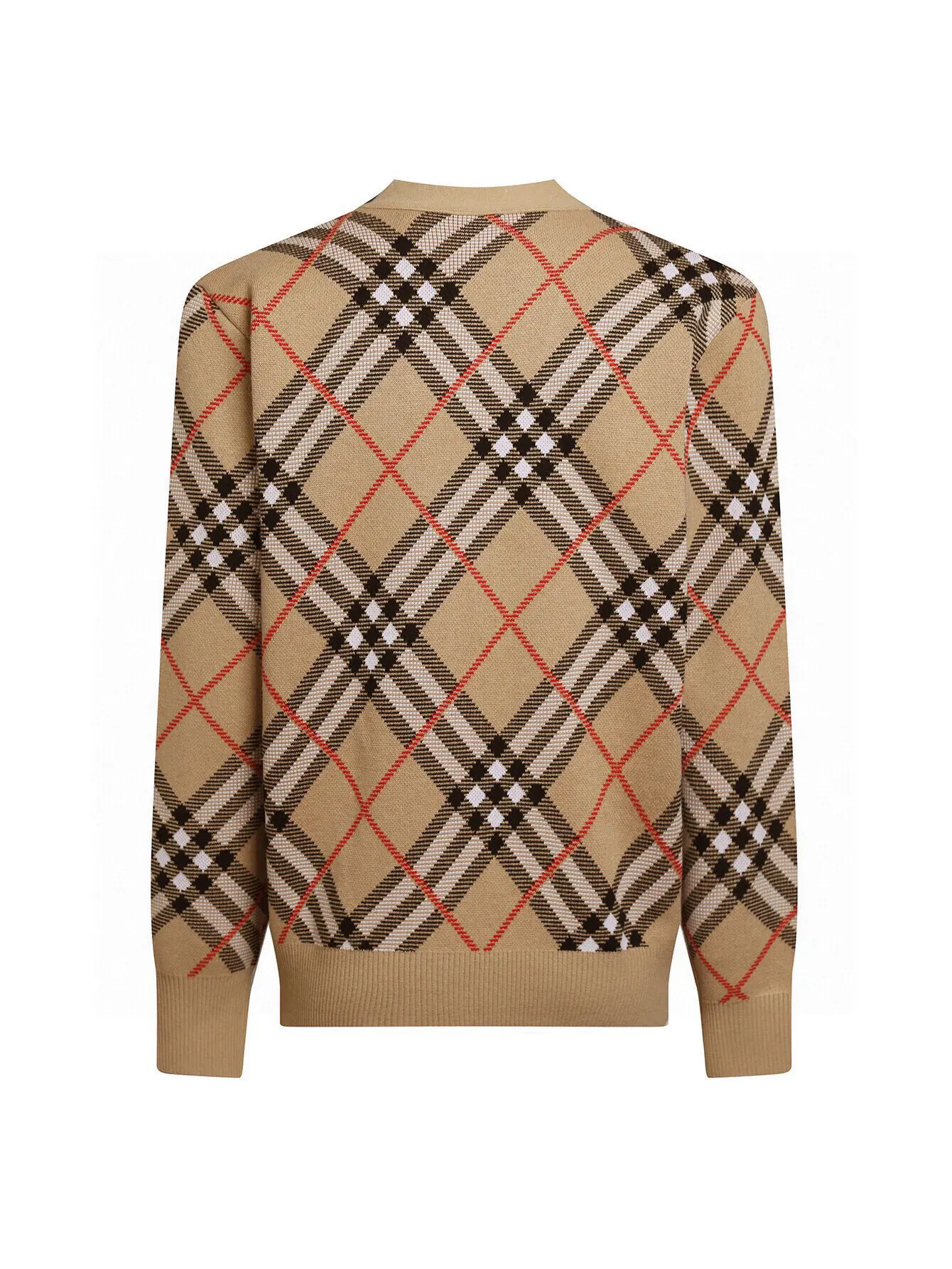 Check Wool-Blend V-Neck Cardigan D24016412 — view 2