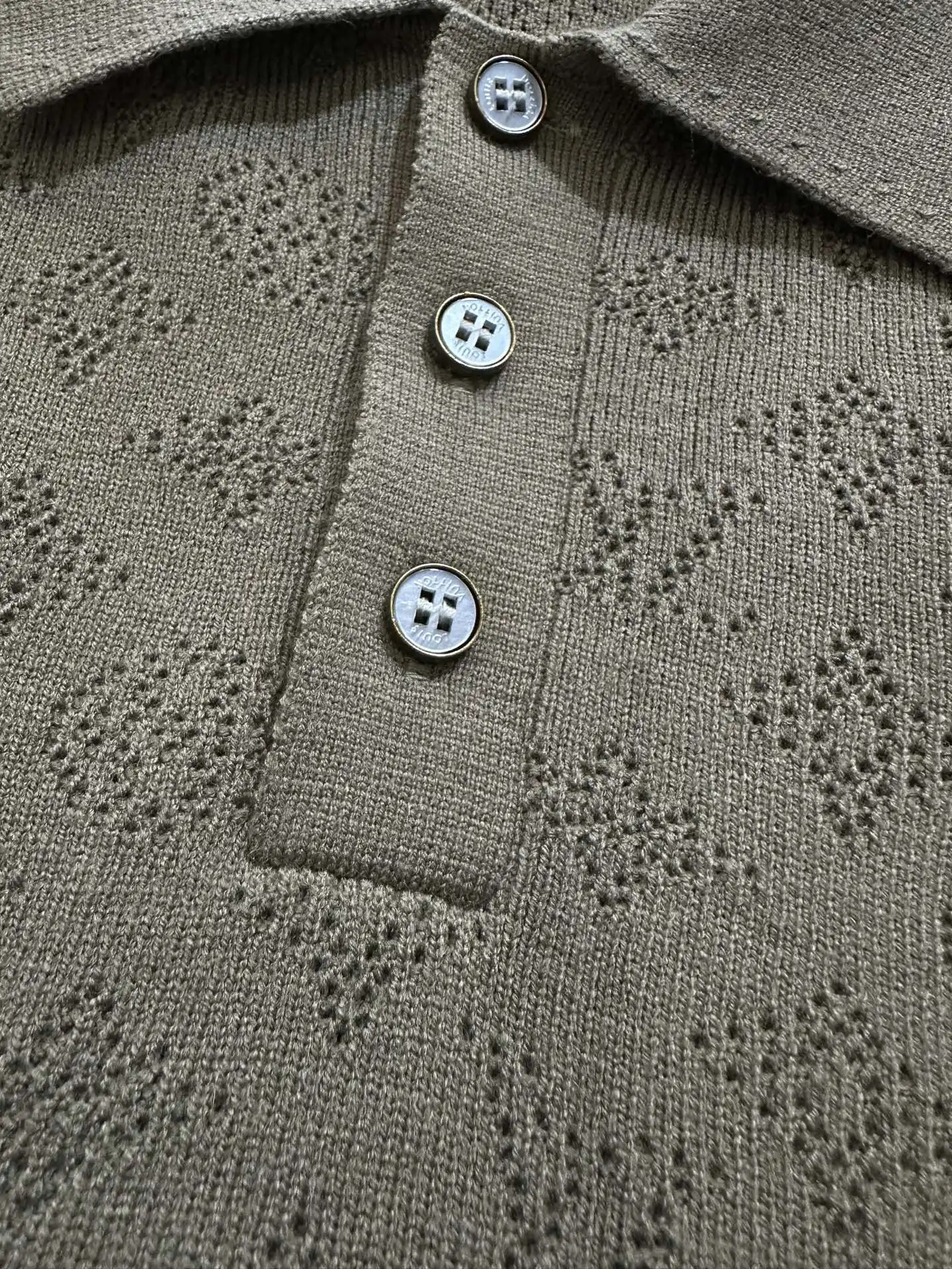 Monogram Pointelle Knit Polo Shirt D24012301 — view 8