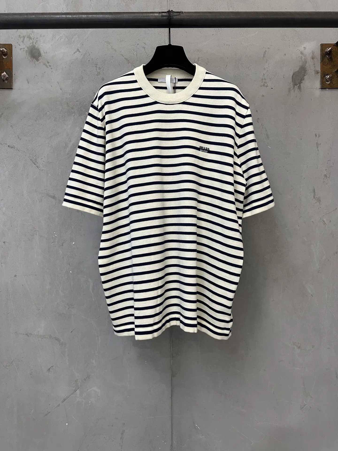 Striped Wool-Blend Knit T-Shirt D24020207
