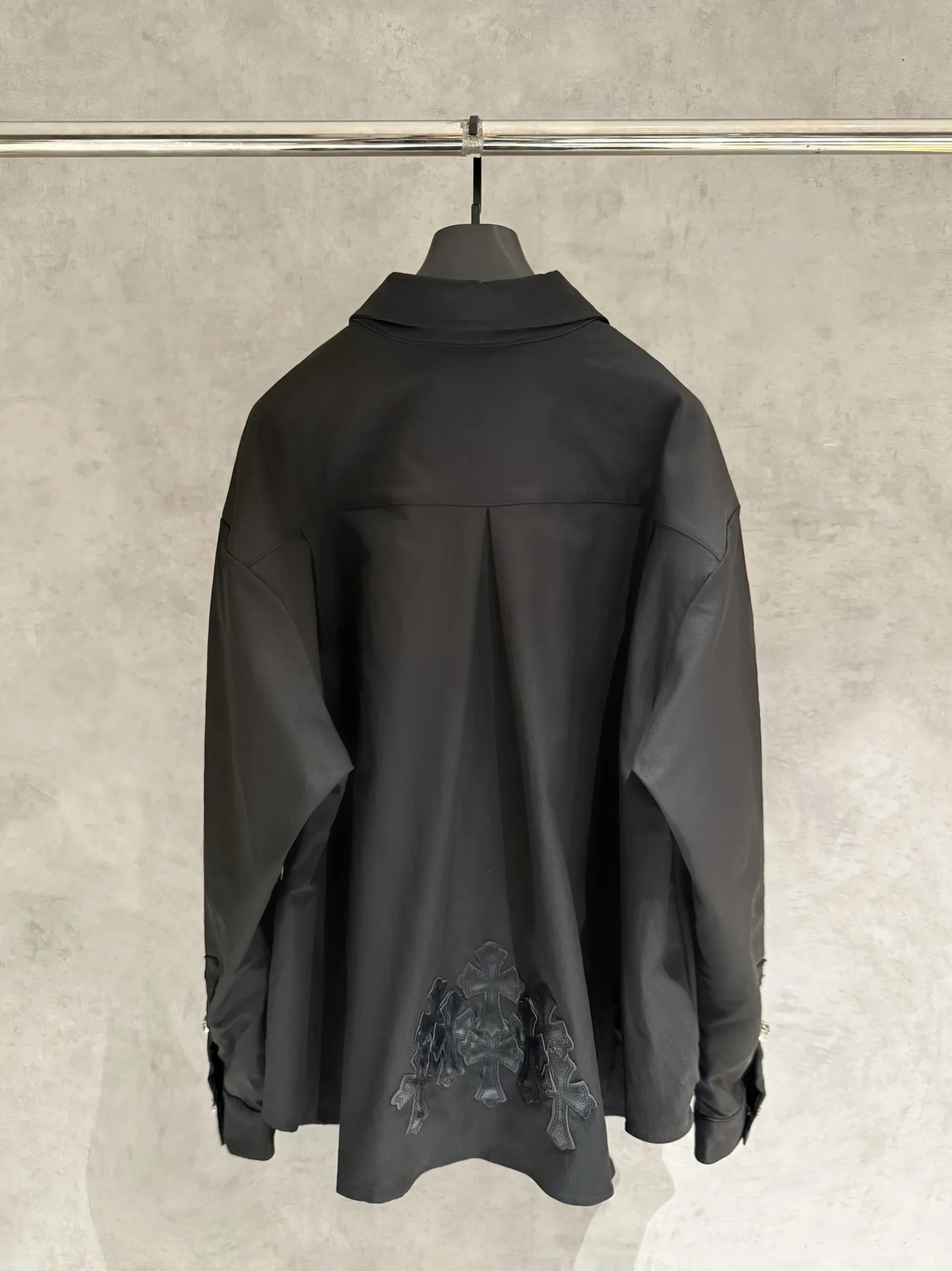 Leather Cross Patch Zip-Up Shirt Jacket D24524971 — view 2