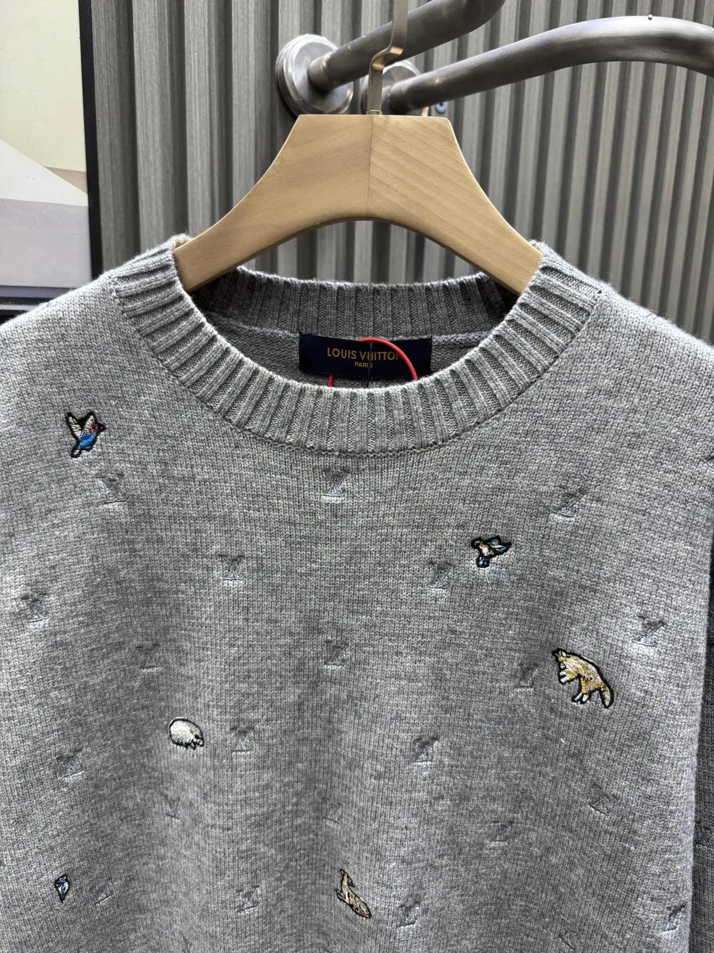 Embroidered Monogram Wool Crew-Neck Sweater D25014545 — view 3