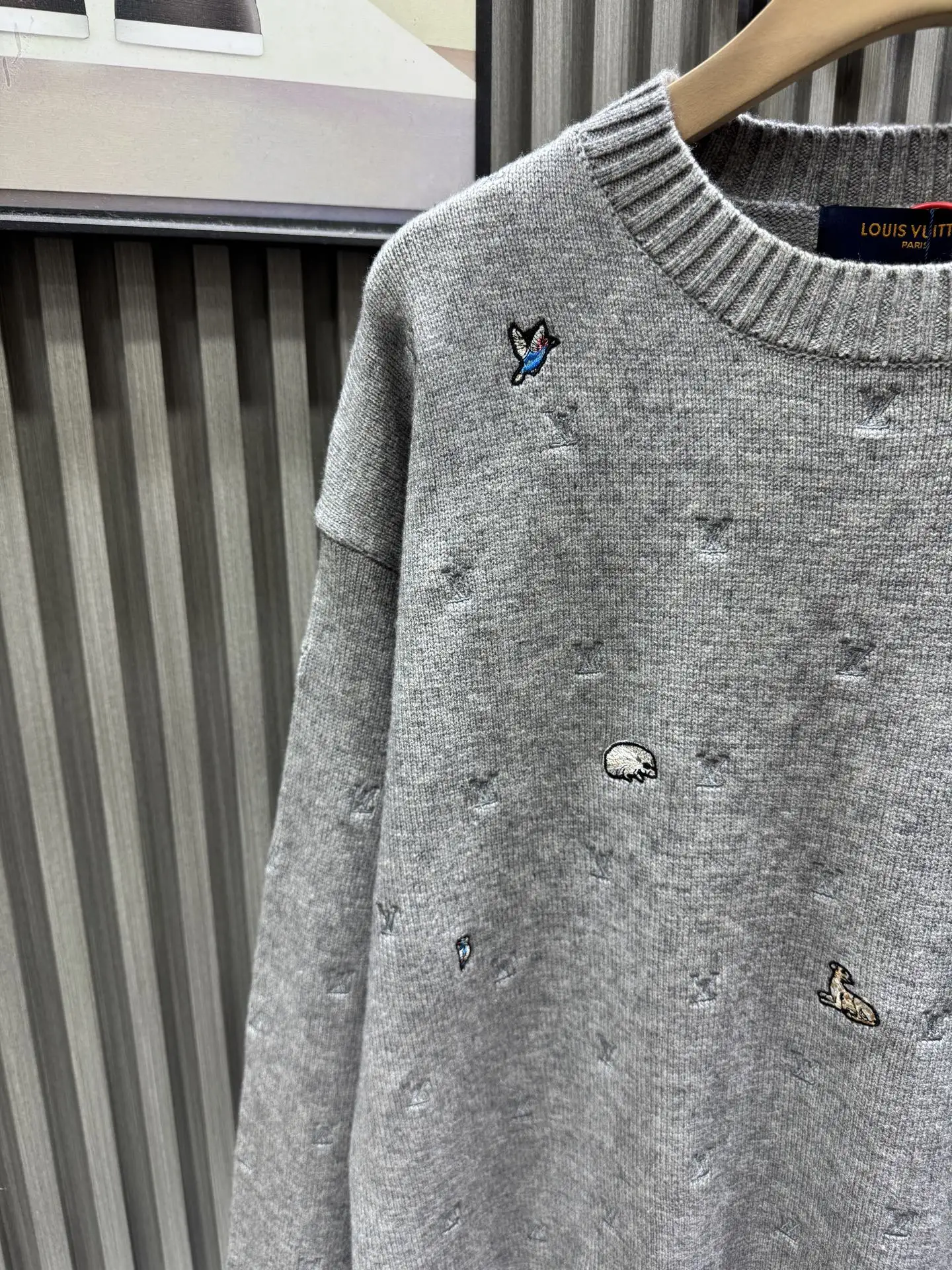 Embroidered Monogram Wool Crew-Neck Sweater D25014545 — view 6