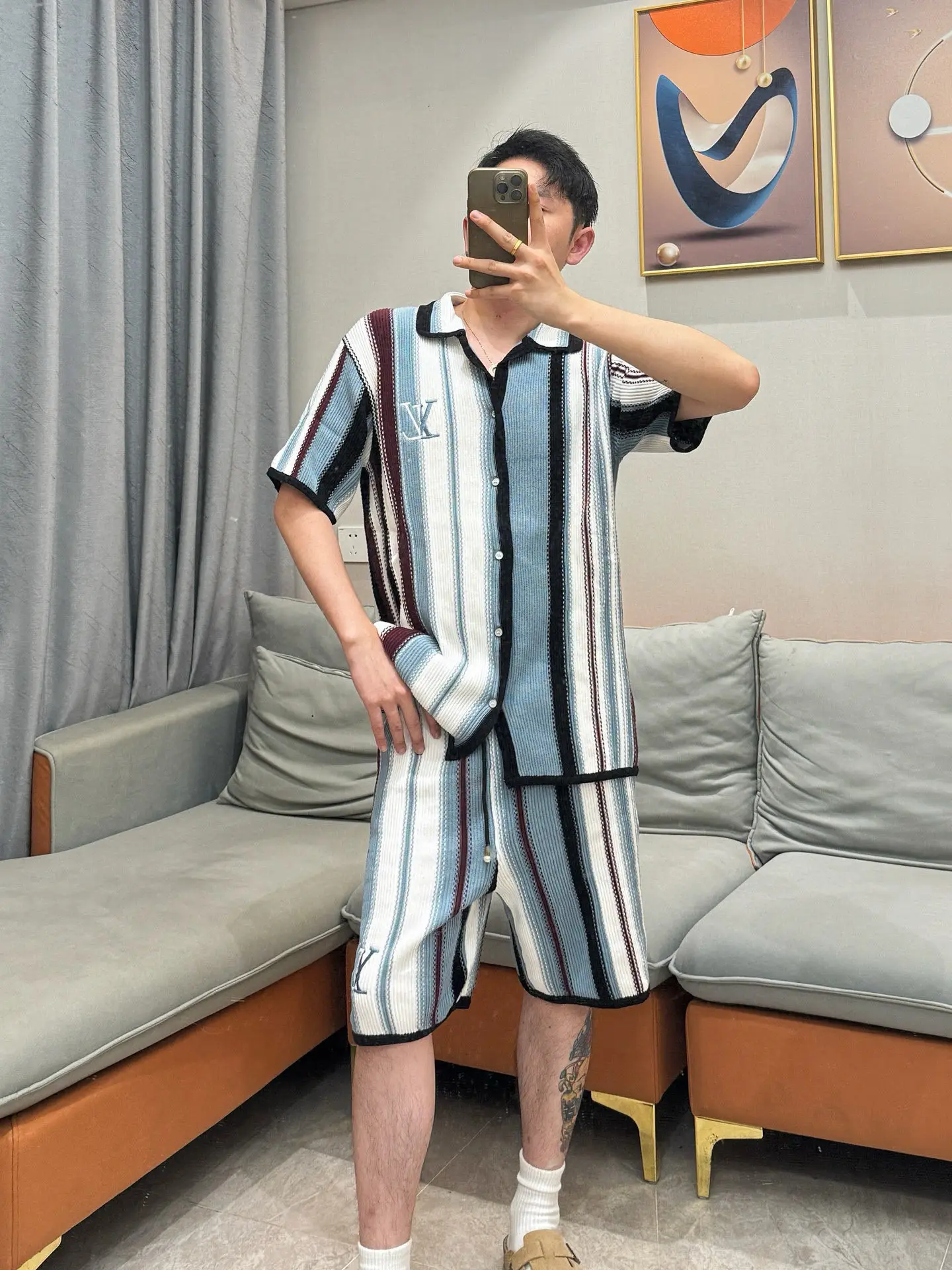 Striped Jacquard Knit Shorts D25014527 — view 11