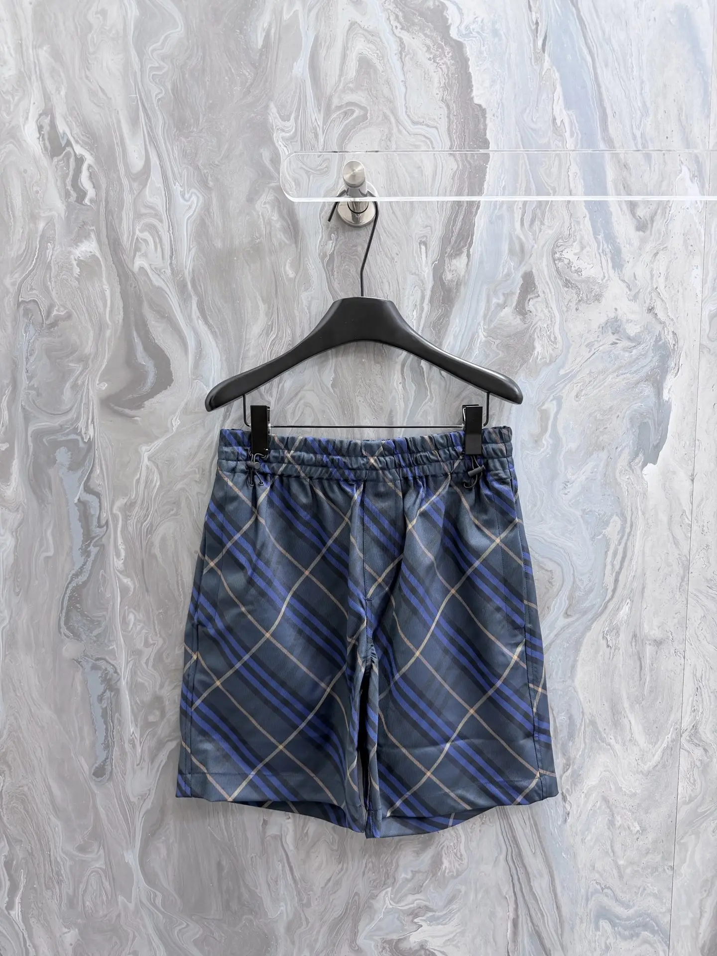 Check Twill Drawstring Shorts D25019137